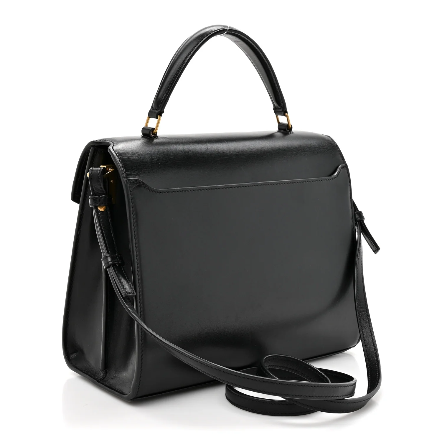 Smooth Calfskin Medium Classic Monogram Cassandra Top Handle Black - Top Club