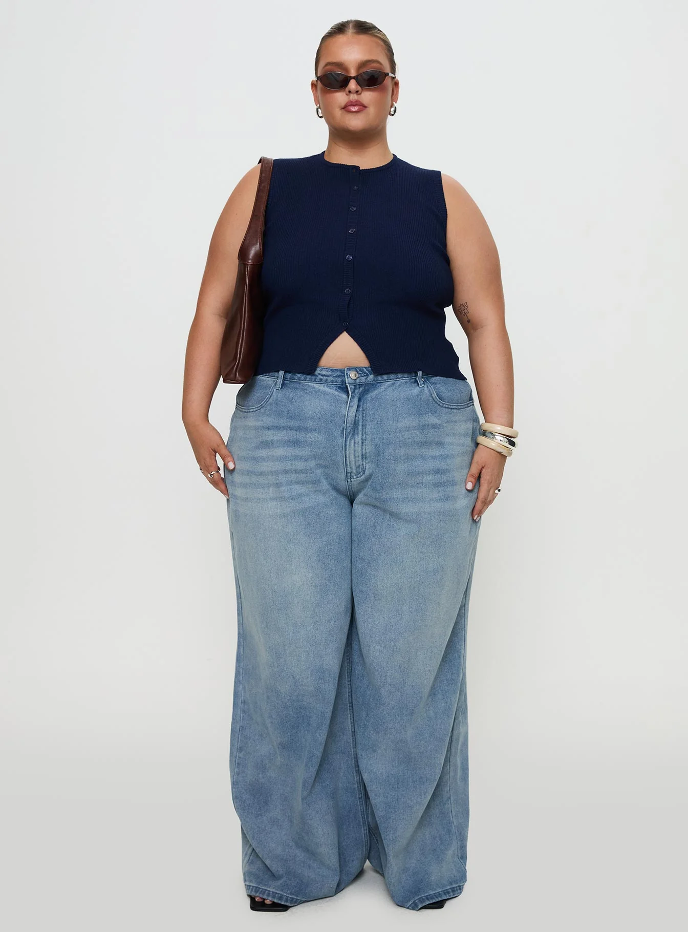 Suzu Sleeveless Knit Top Navy Curve