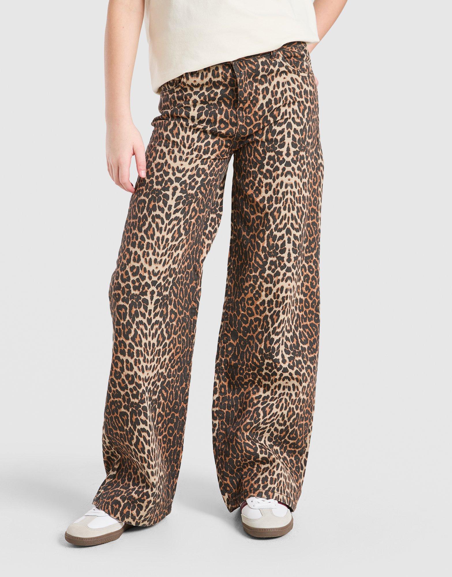Pink Soda Sport Girls' Leopard Denim Jeans Junior