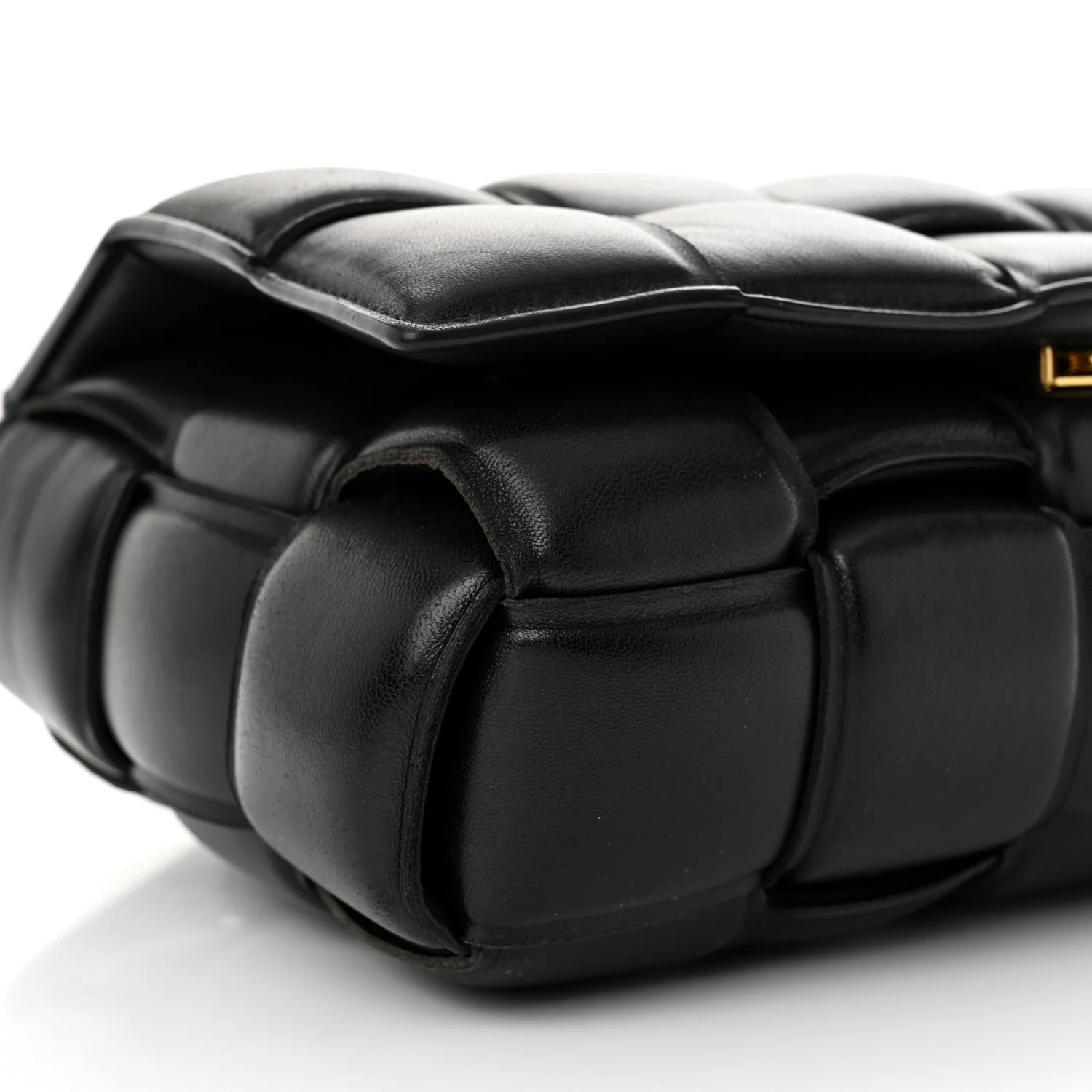 Nappa Maxi Intreccio Padded Cassette Crossbody Bag Black - Top Club