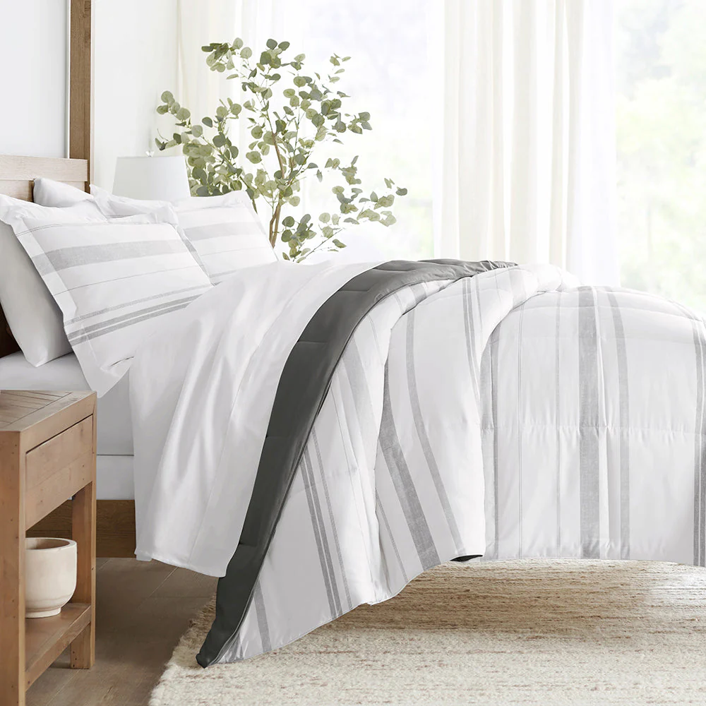 Stitched Stripe Reversible Down-Alternative Comforter Set (Sale)