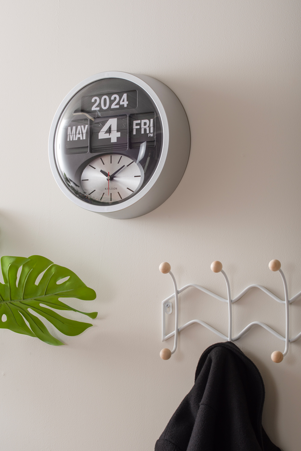 Wandklok Round Flip - Wit