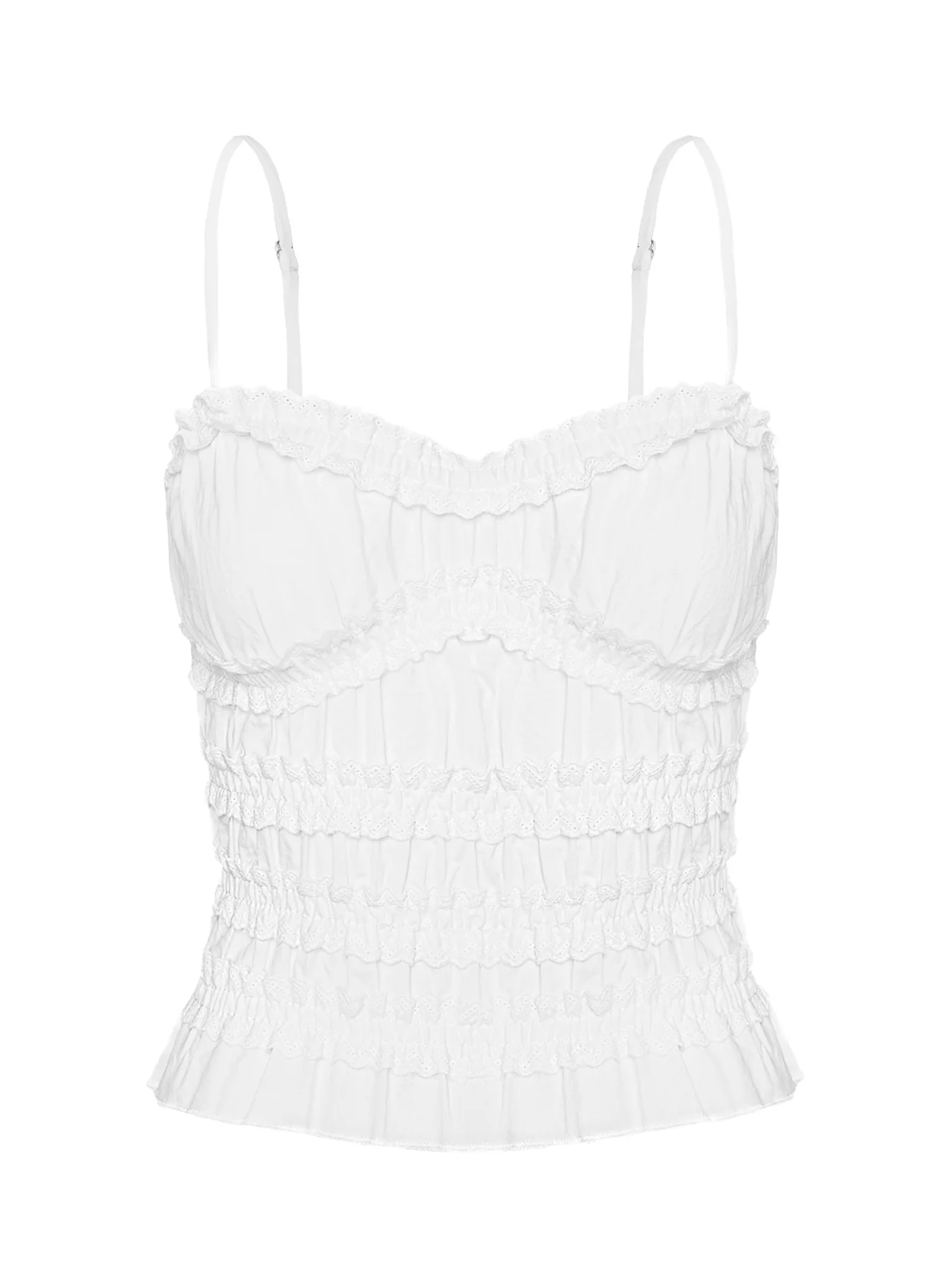 Angelie Cotton Ruched Top White