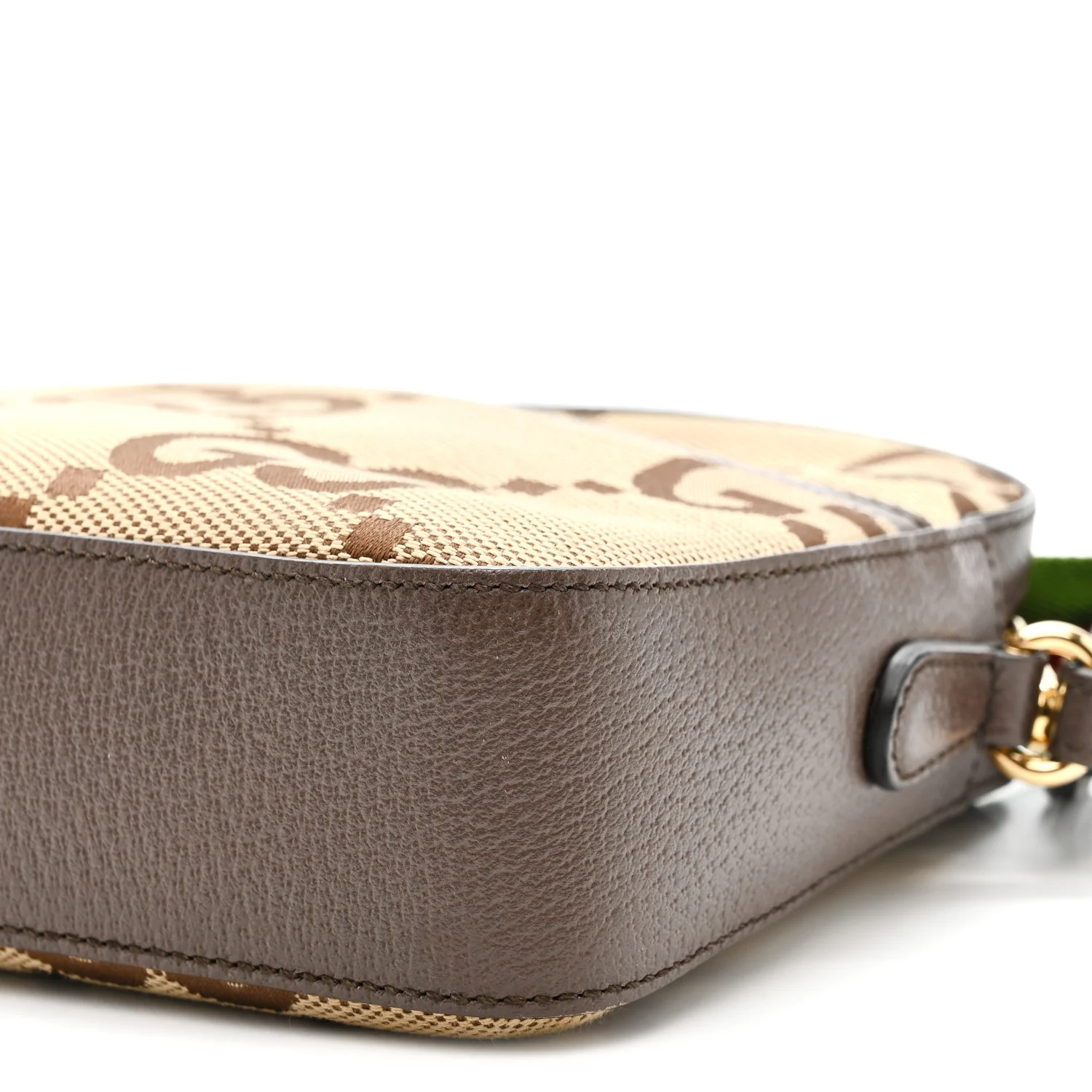 Monogram Jumbo GG Textured Dollar Calfskin Web Messenger Shoulder Bag Camel Ebony New Acero - Top Club