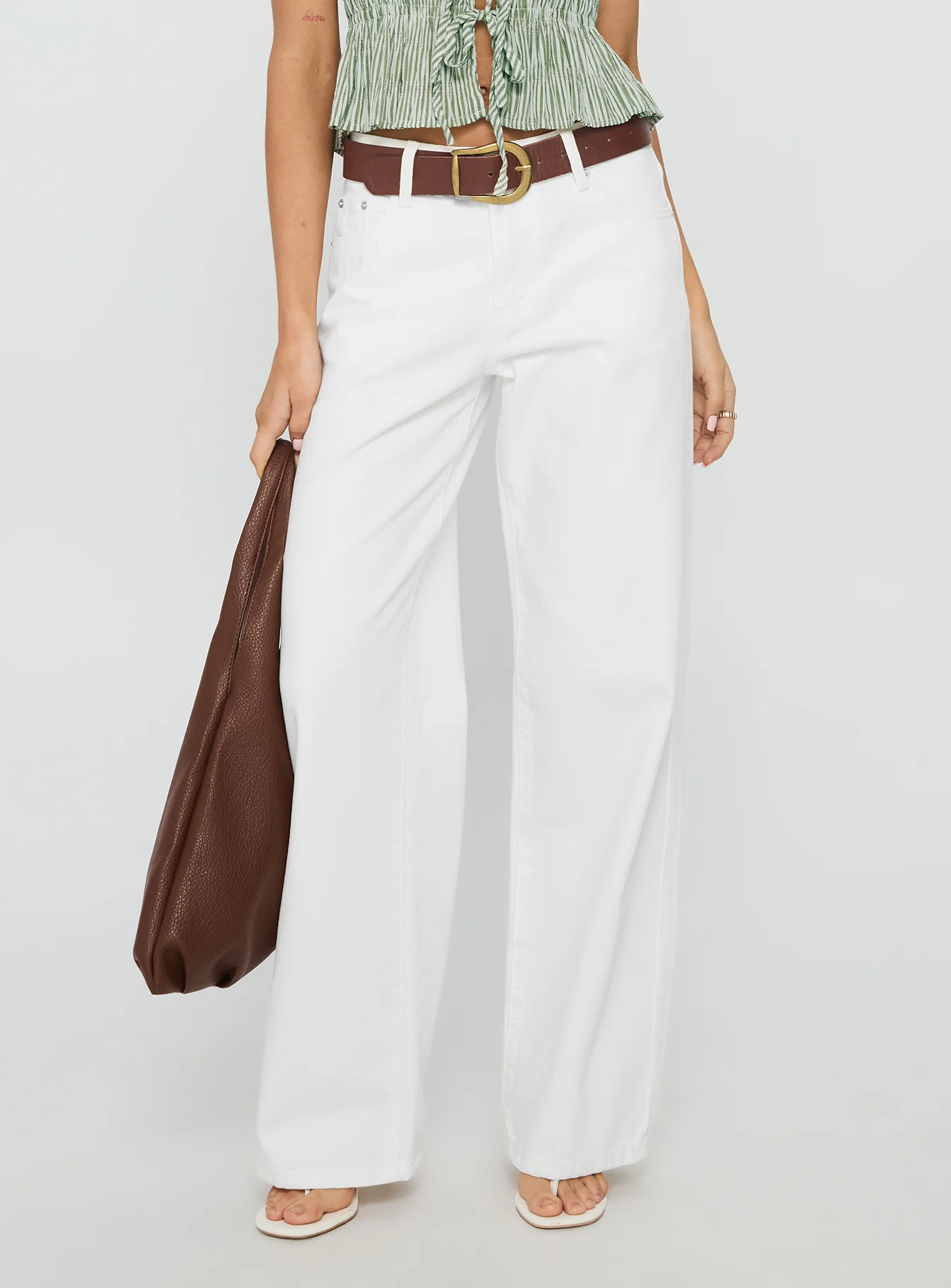 Serenitia Mid Rise Straight Leg Relaxed Jeans White Wash