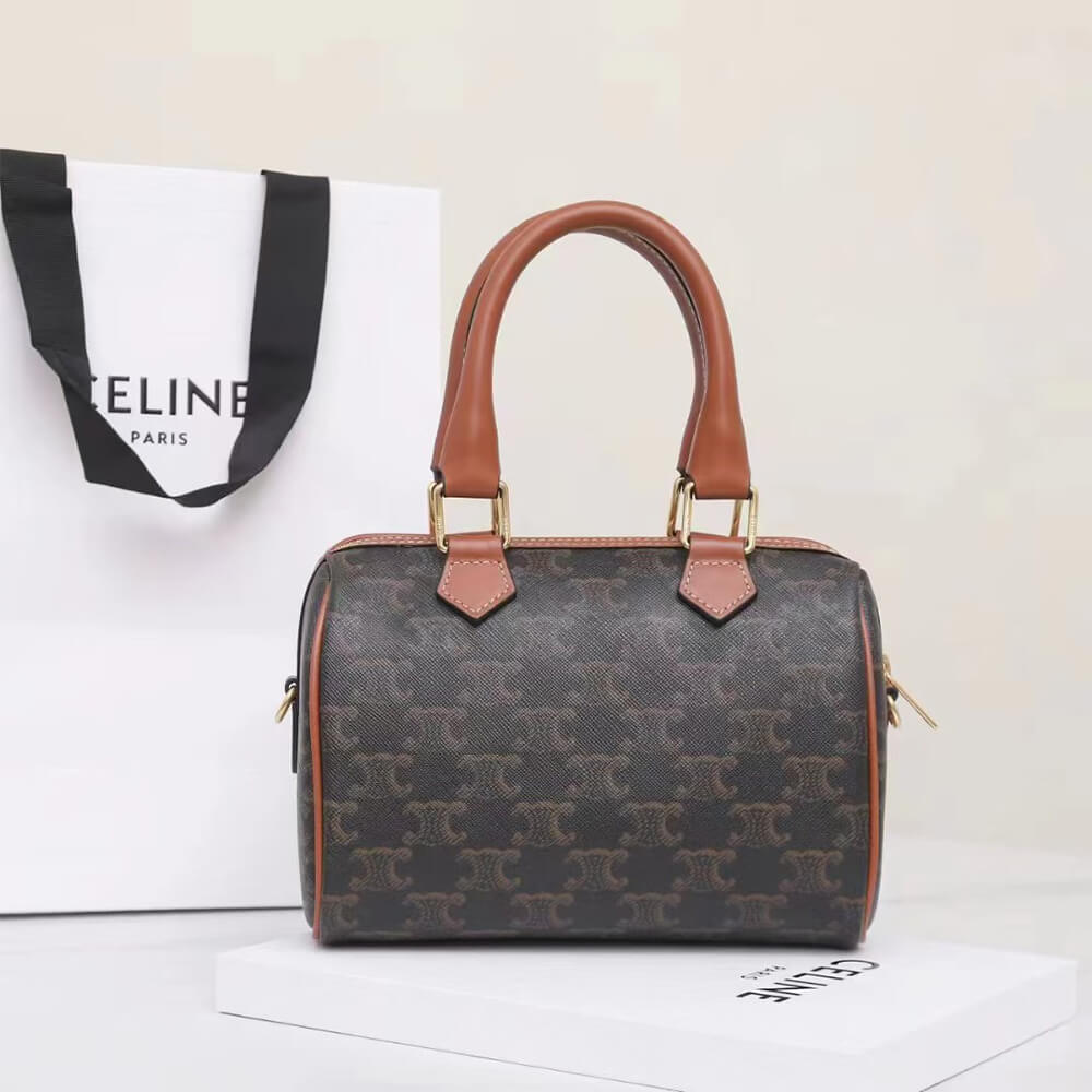 CELINE Small Boston IN Triomphe Canvas and calfskin - Top Club