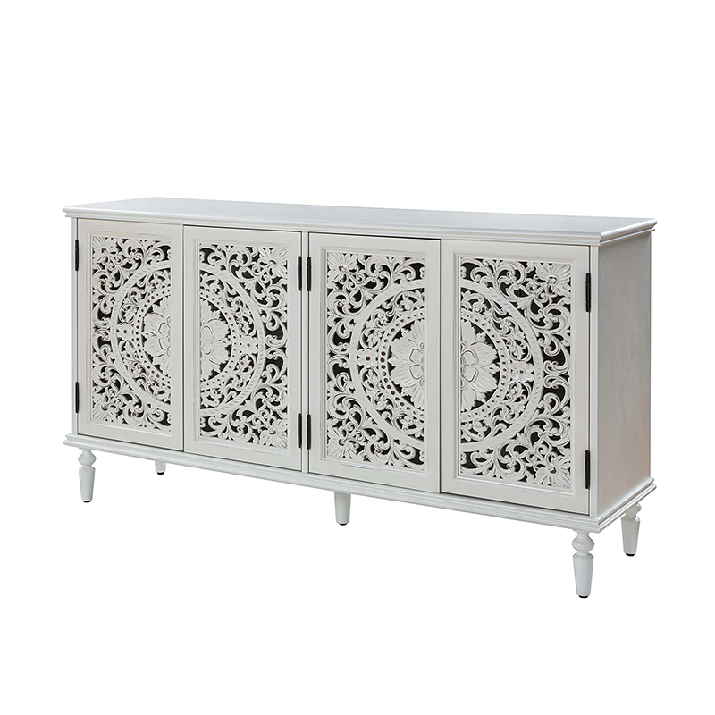 Emathides 63" Solid Wood Sideboard with Lighting & Wine Rack