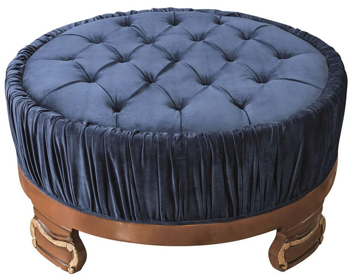 Luxury baroque living room set blue / brown - 2 sofas & 2 armchairs & 1 coffee table - magnificent living room furniture in baroque style