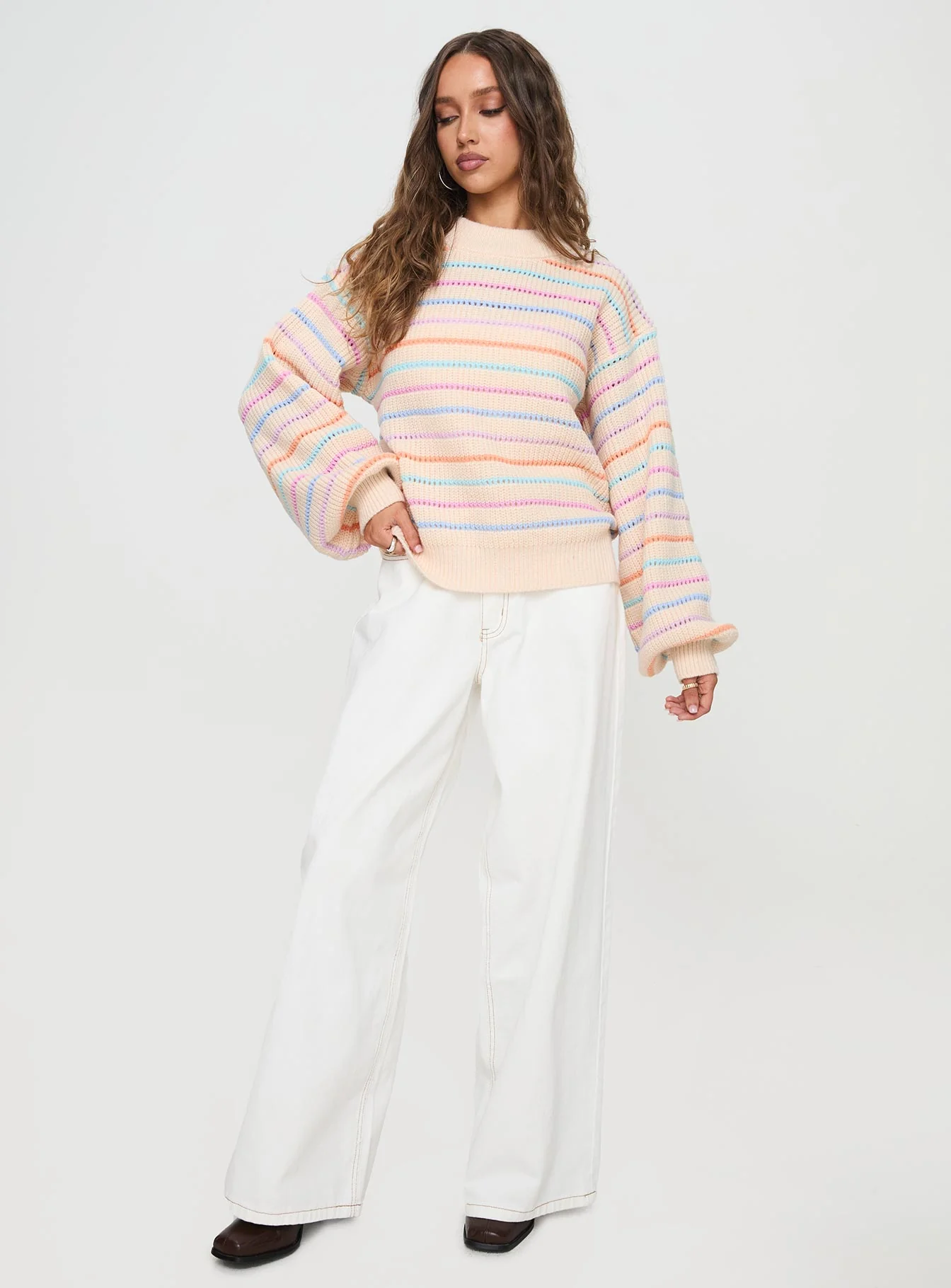 Harmony Balloon Sleeve Knit Sweater Multi