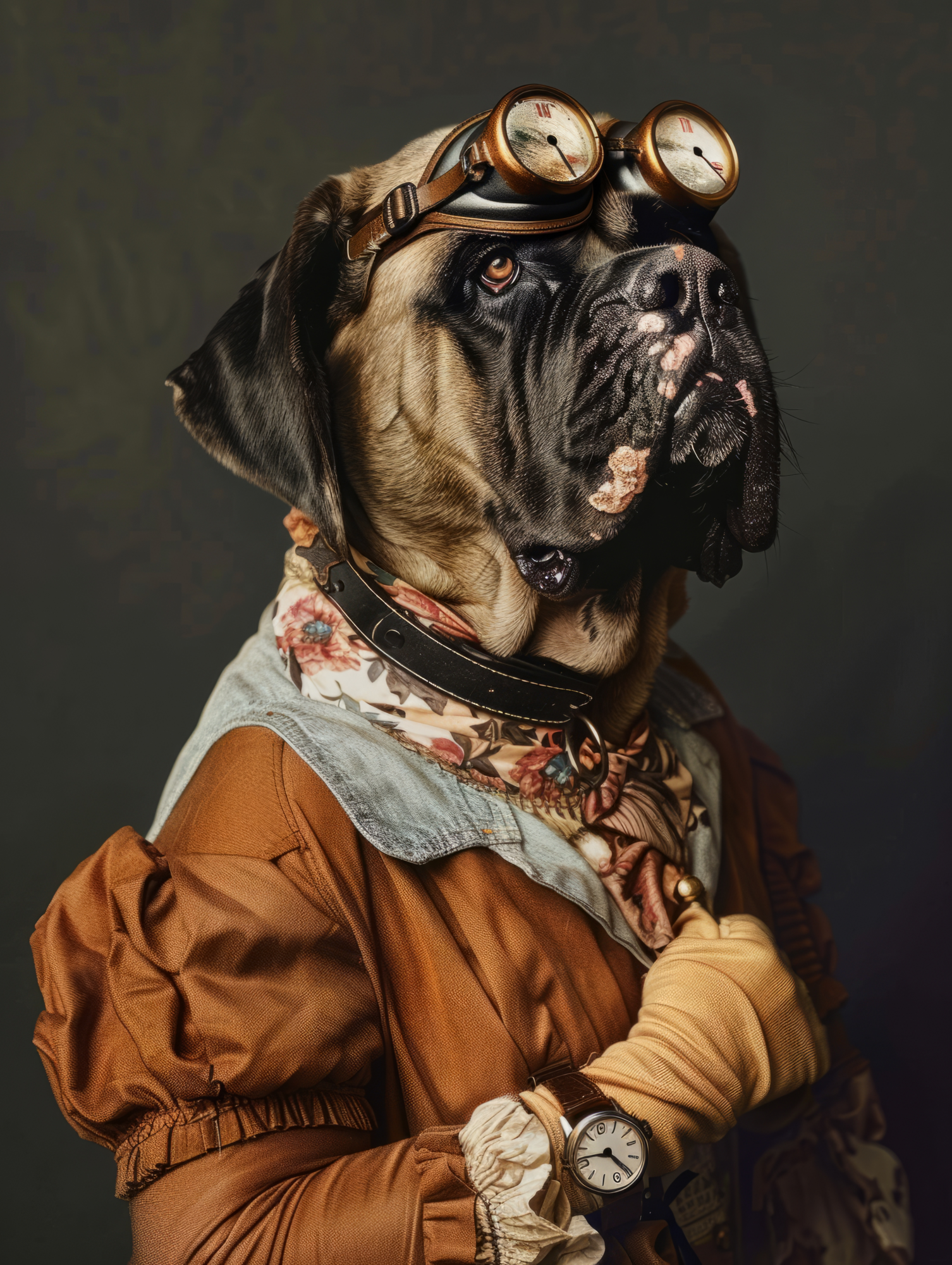 Canvas schilderij van een Mastiff hond 100x200 cm