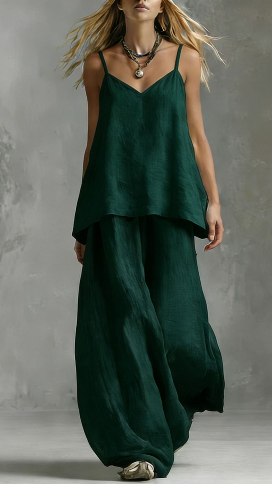 Women's Cotton-Blend Textured Cami and Wide-Leg Pants Set - Nordfashionstorm - Women's Clothing, Fashion for You - Nordfashionstorm.com