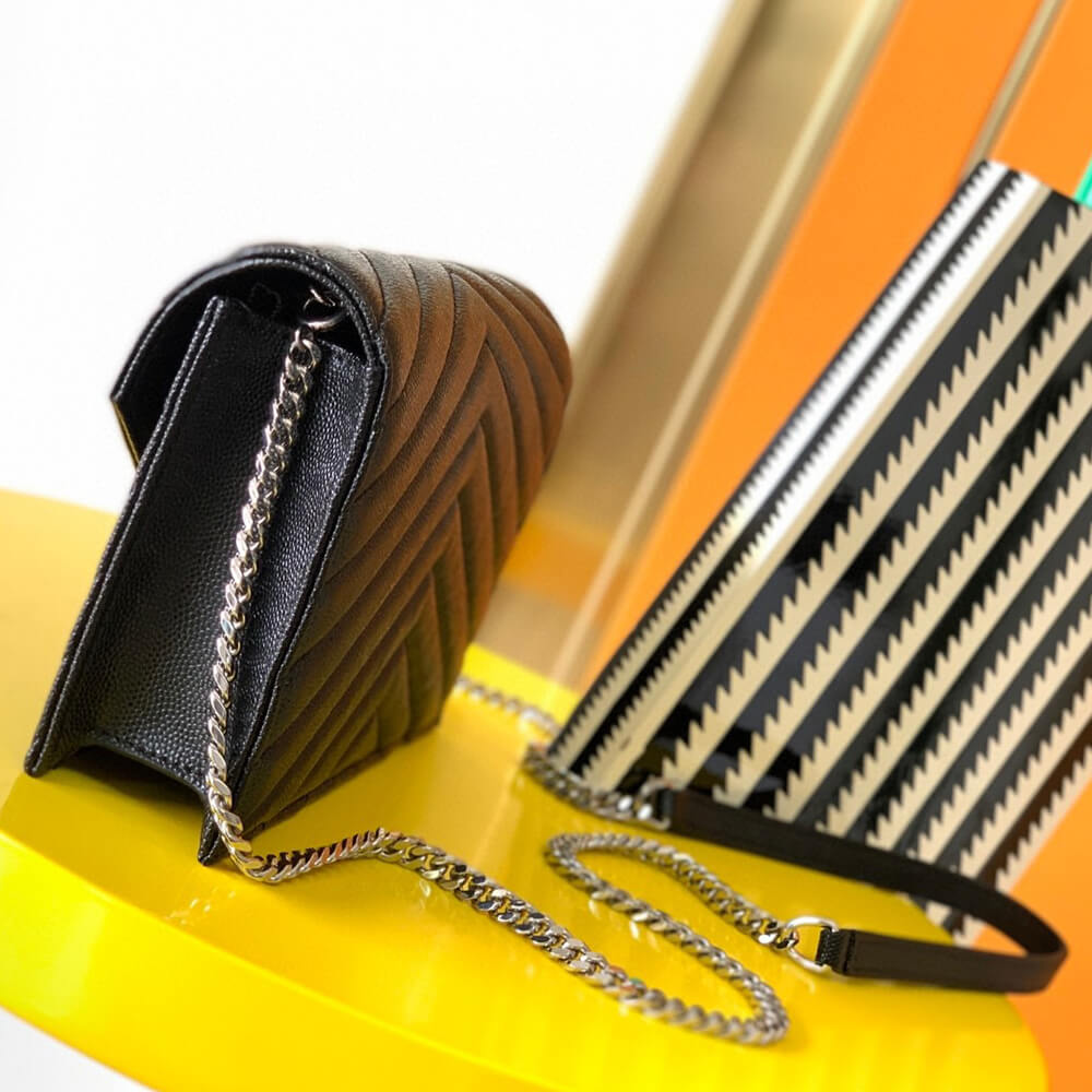YSL cassandre envelope chain wallet in grain de poudre leather(High-end Grade) - Top Club