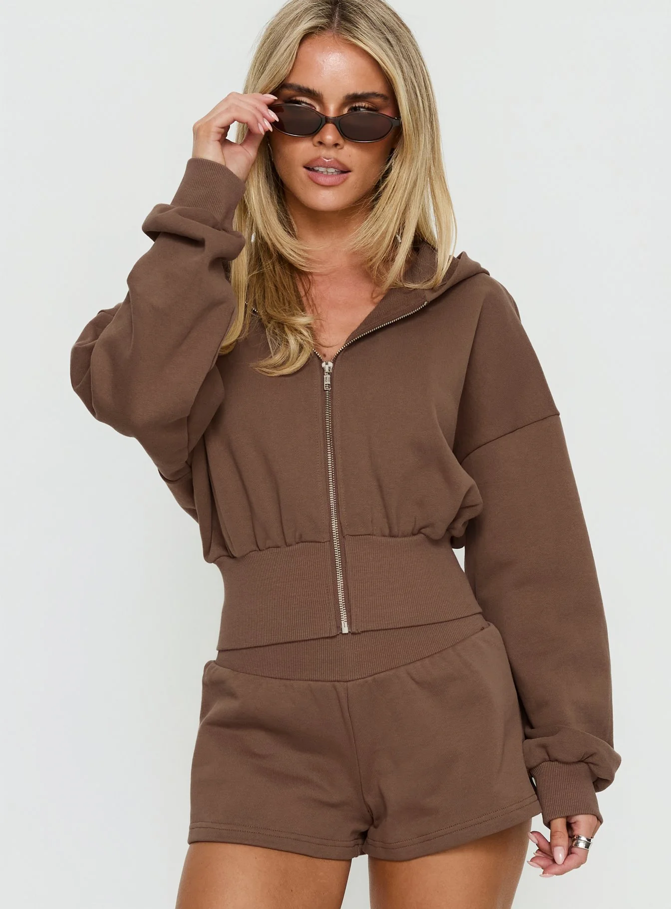 Daytime Cropped Blouson Hoodie Cocoa