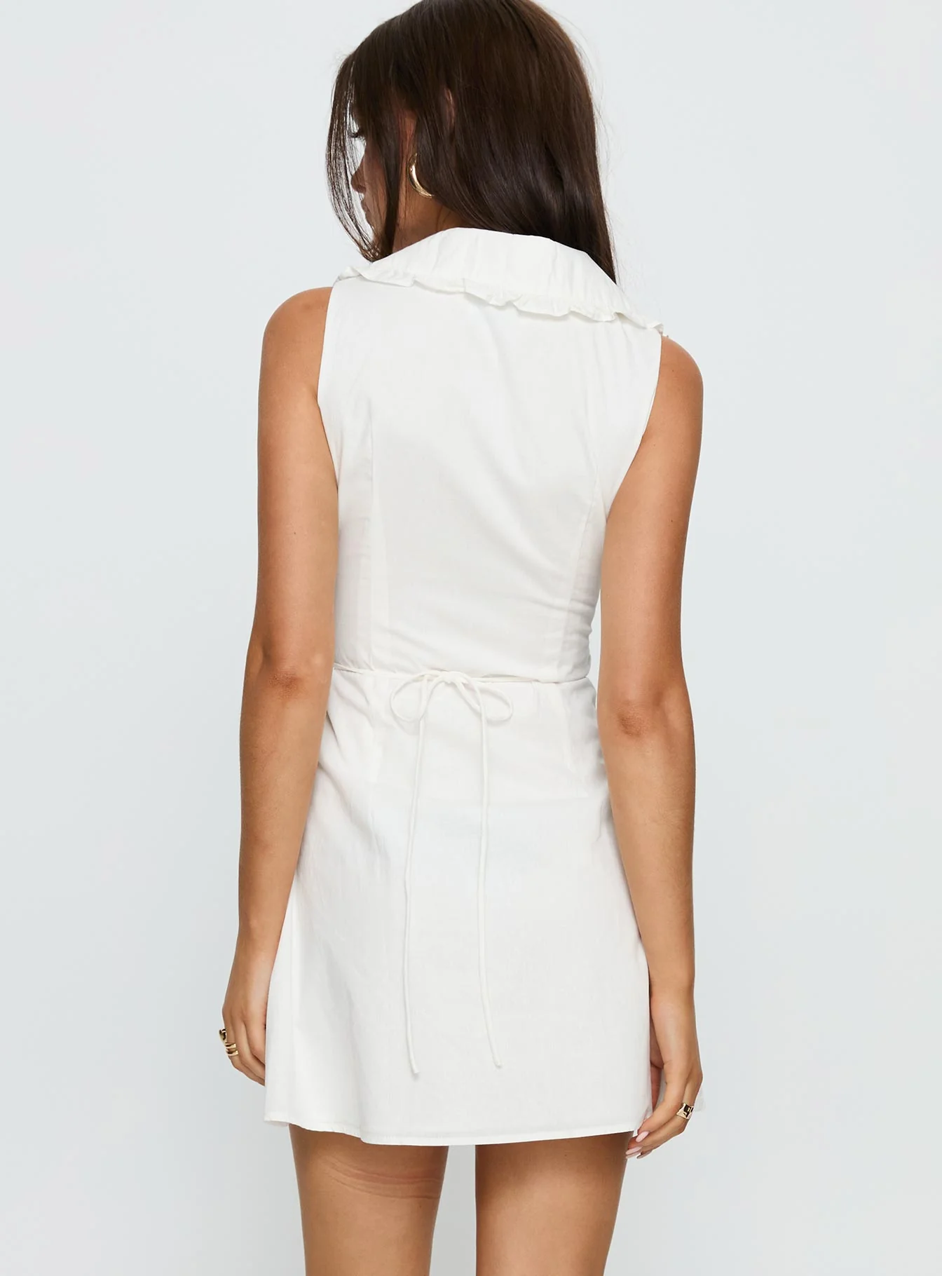 Breanda Collared Mini Dress White