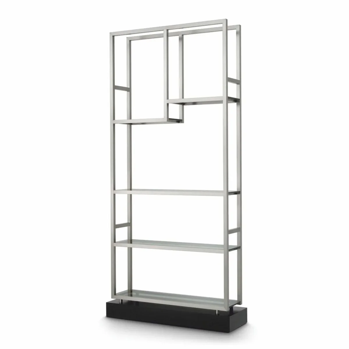 Luxury shelf cabinet with glass shelves silver / black / gray H. 240.5 cm - luxury furniture