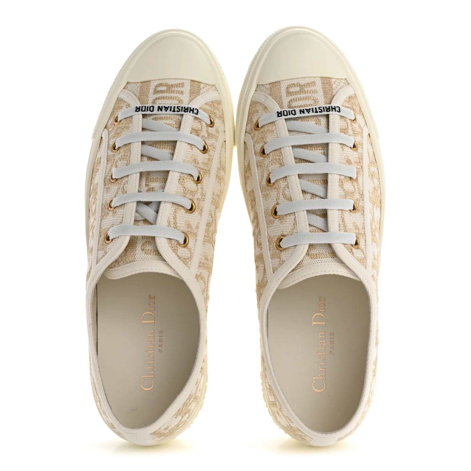 Canvas Oblique Walk'N'Dior Low Top Sneakers 41 Pale Gold