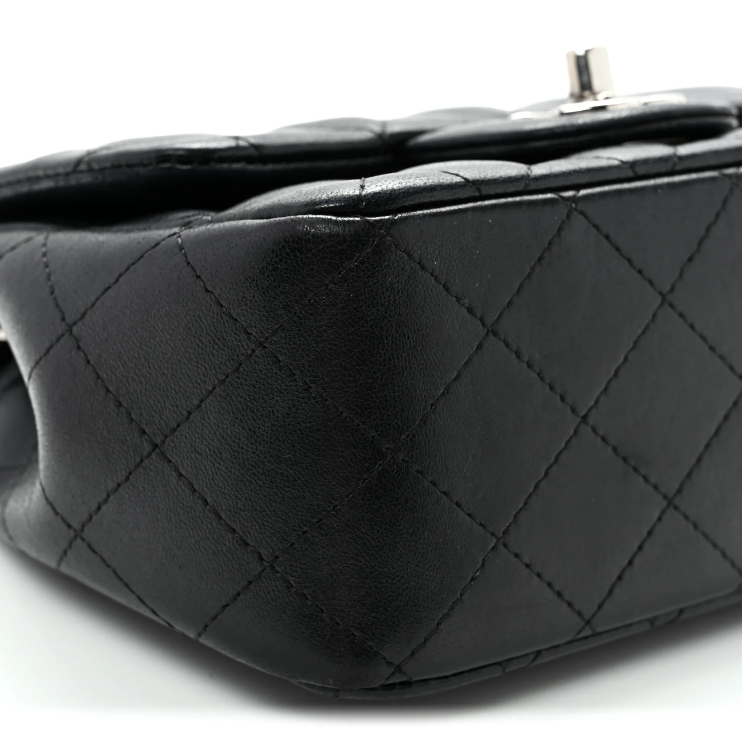 Lambskin Quilted Mini Square Flap Black - Top Club