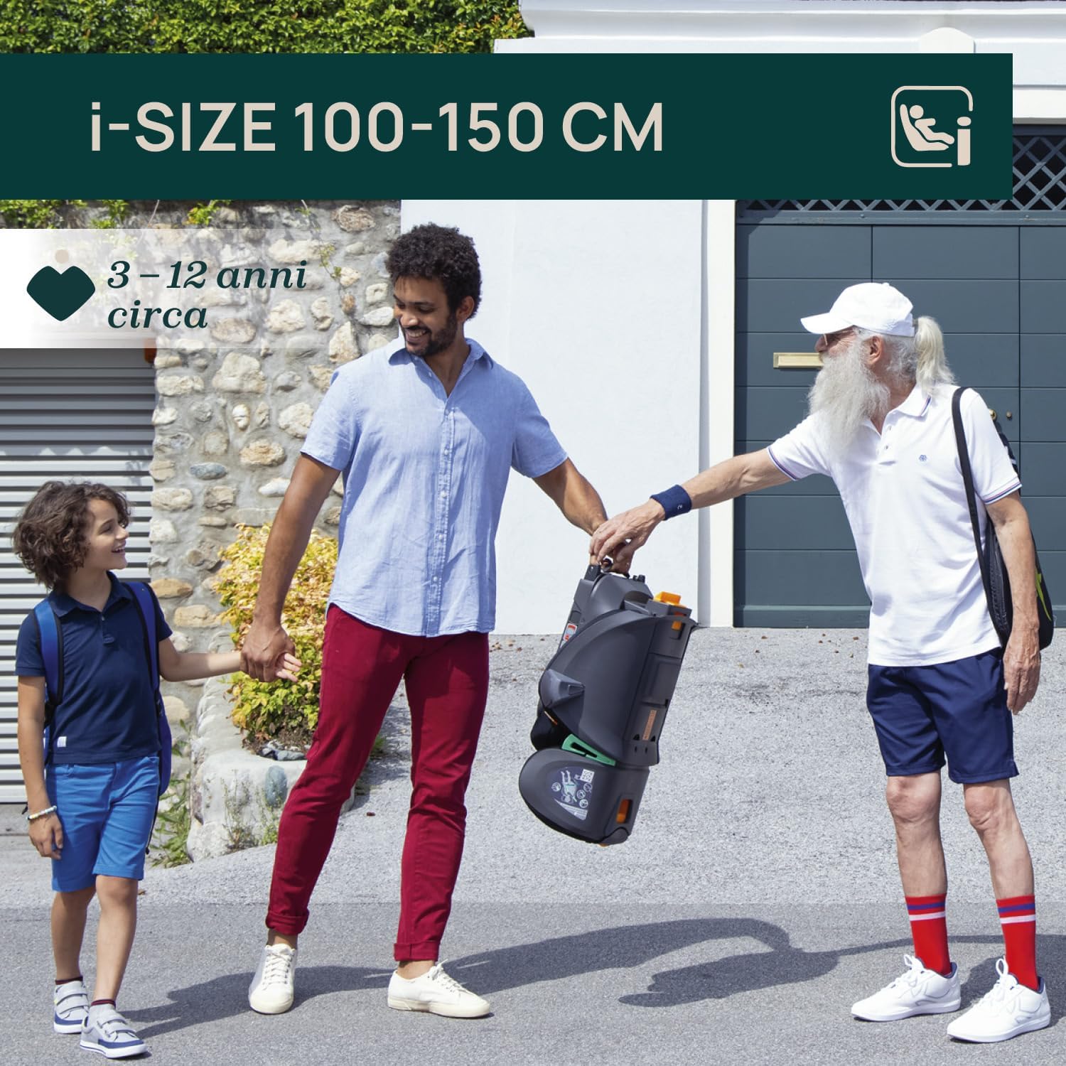 Chicco Fold&Go I-Size Seggiolino Auto 15-36 kg con Connettori Rigidi ISOFIX, Bambini 3-12 Anni, Reclinabile e Pieghevole, Protezione Laterale, Altezza e Larghezza Regolabili, Nero