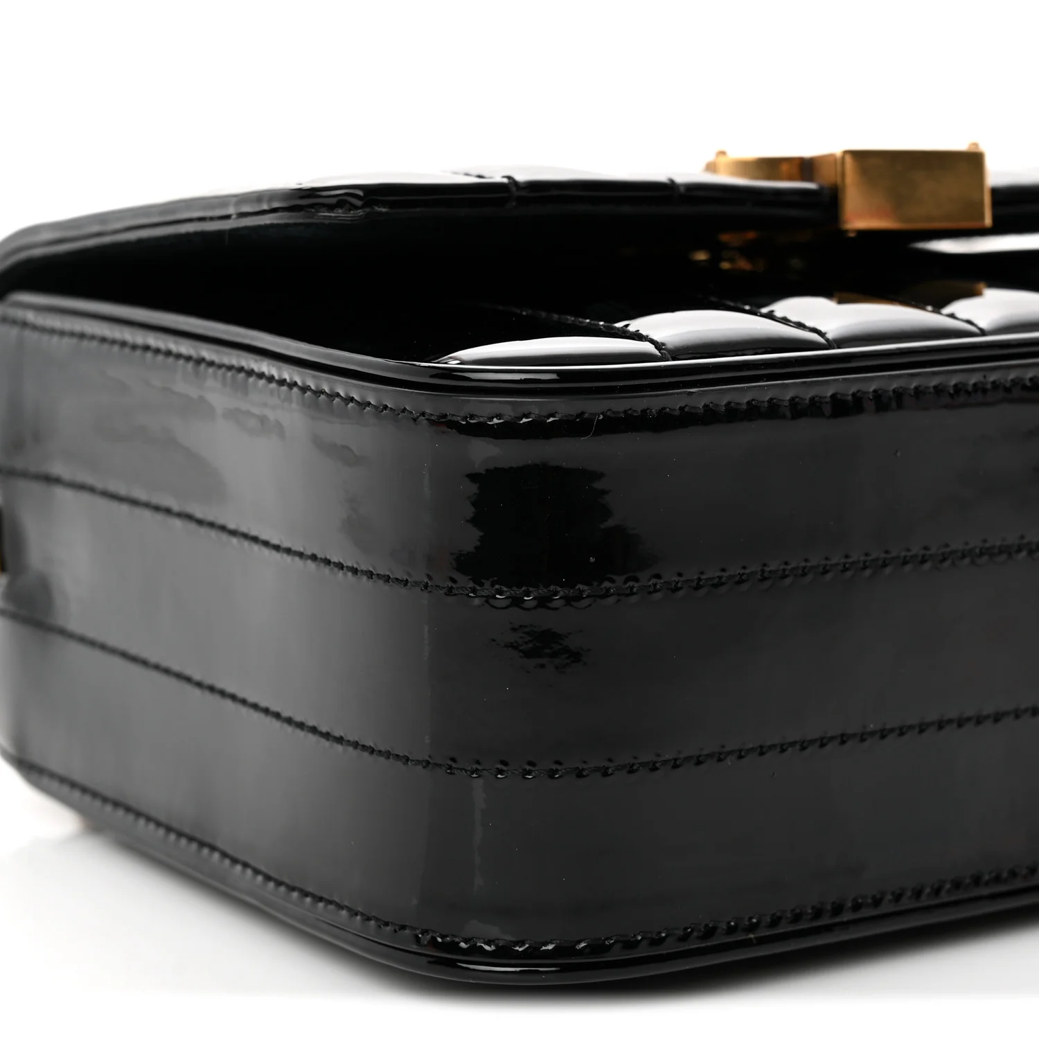 Patent Calfskin Matelasse Monogram Small Vicky Chain Bag Black - Top Club