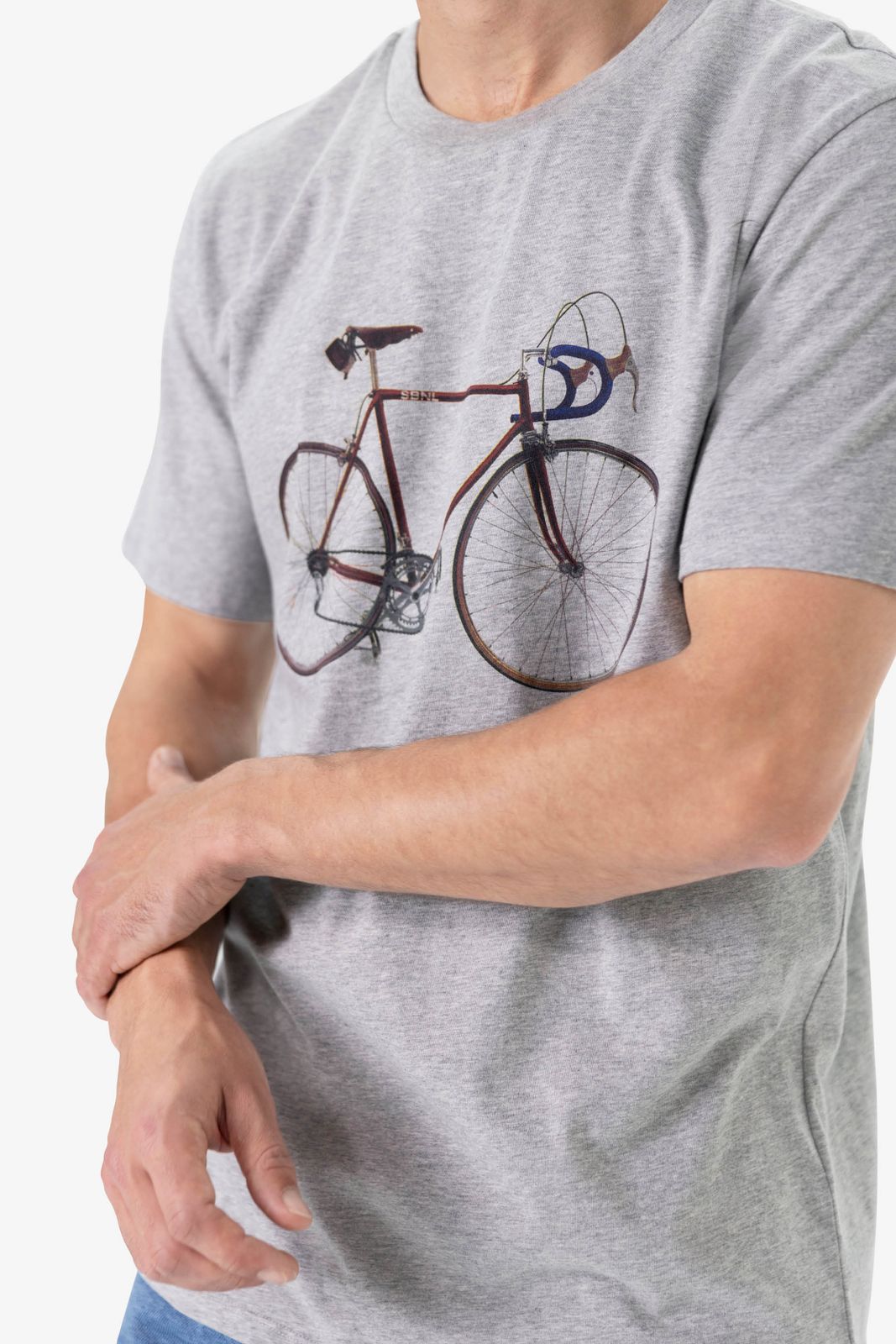Grijs melange T-shirt met fiets