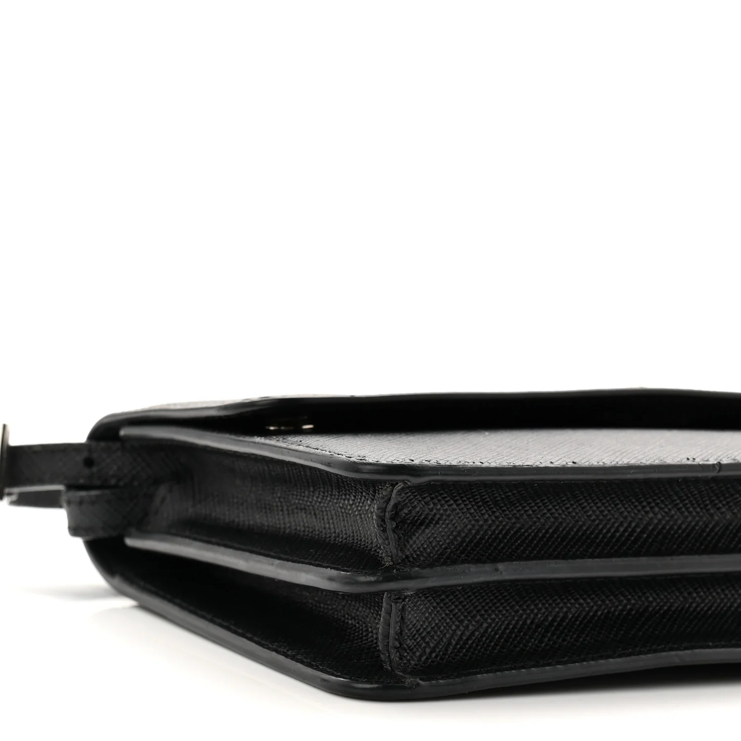 Saffiano Metal Flap Wallet With Strap Black - Top Club