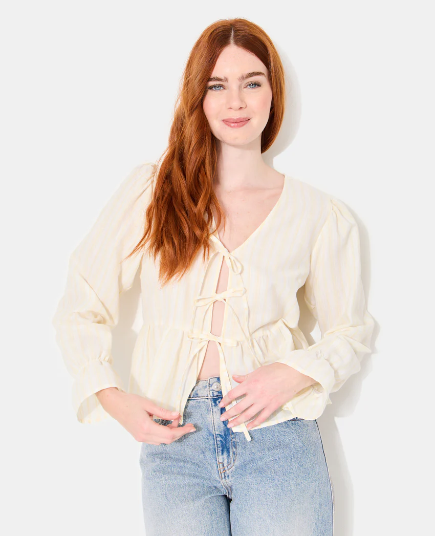 Pimkie Blouse rayée avec volants et nouettes