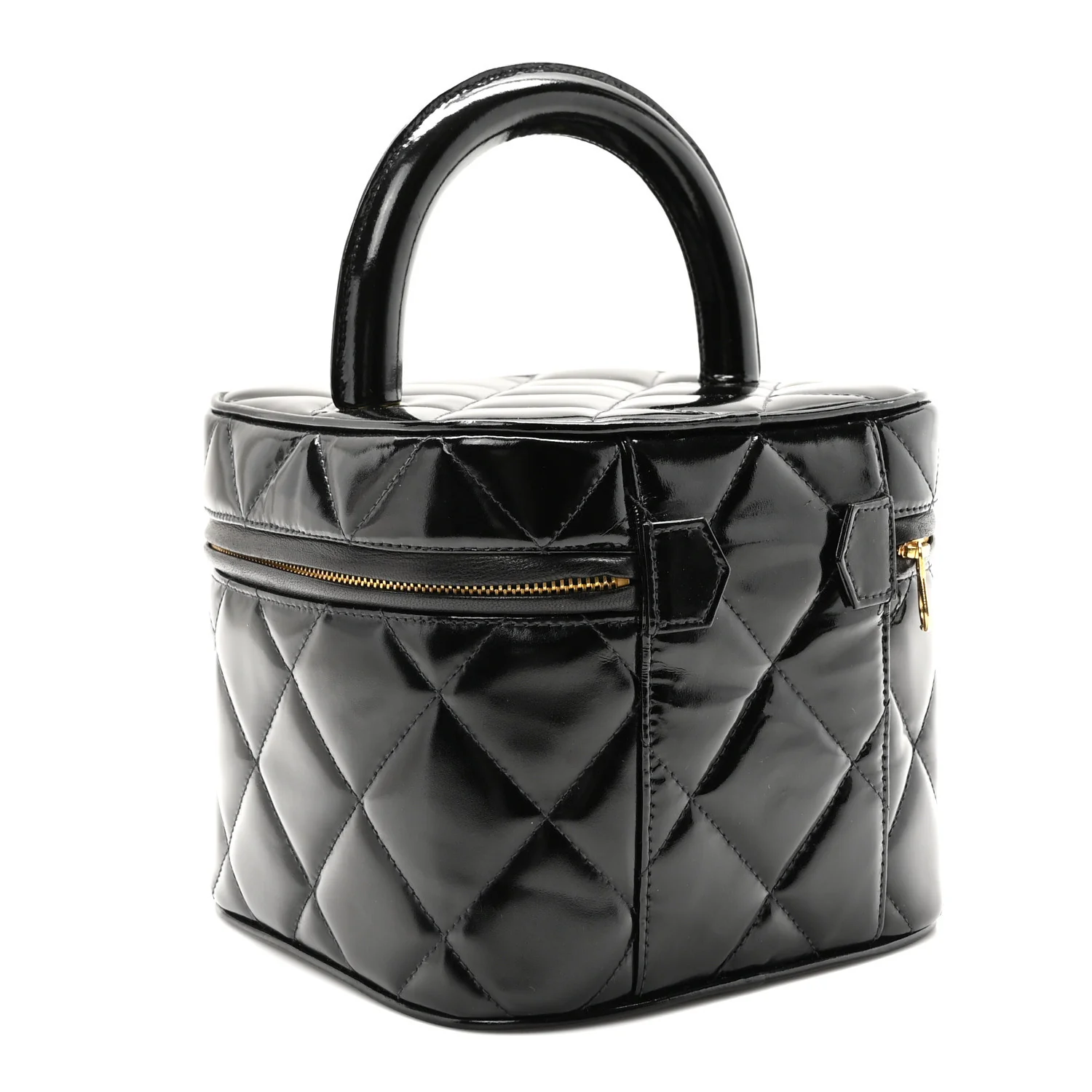 Patent Quilted Top Handle Vanity Case Black - Top Club