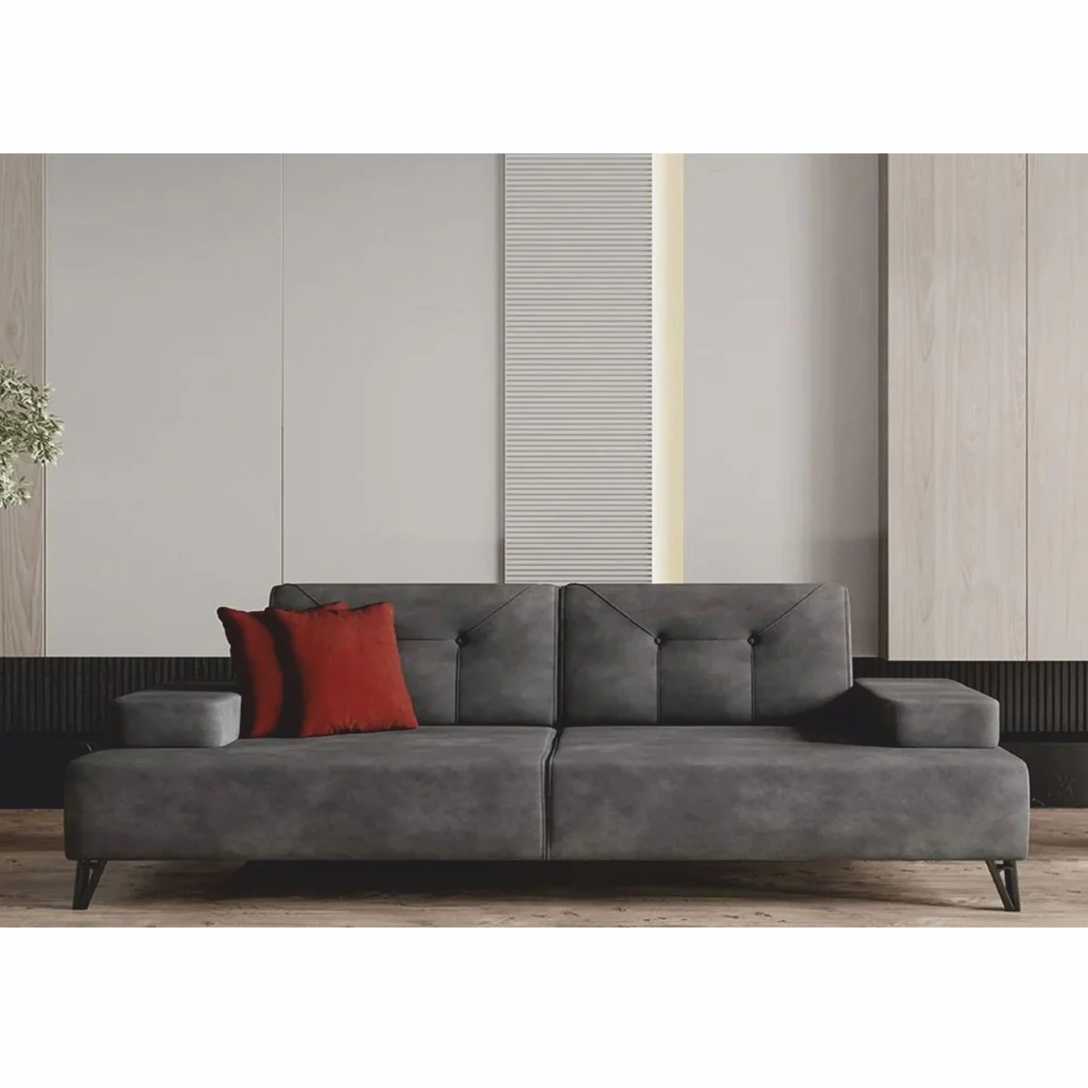 Luxury 3 seater sofa with adjustable armrests and backrests gray 226 cm - living room furniture