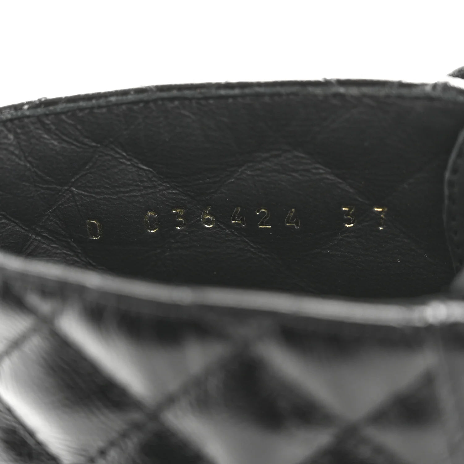 Shiny Lambskin Quilted Lace Up Combat Boots 37 Black - Top Club