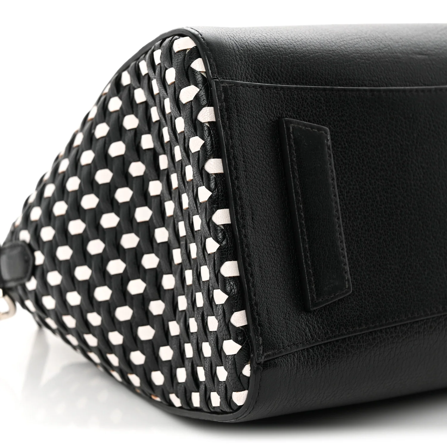 Sugar Goatskin Woven Small Antigona Black White - Top Club