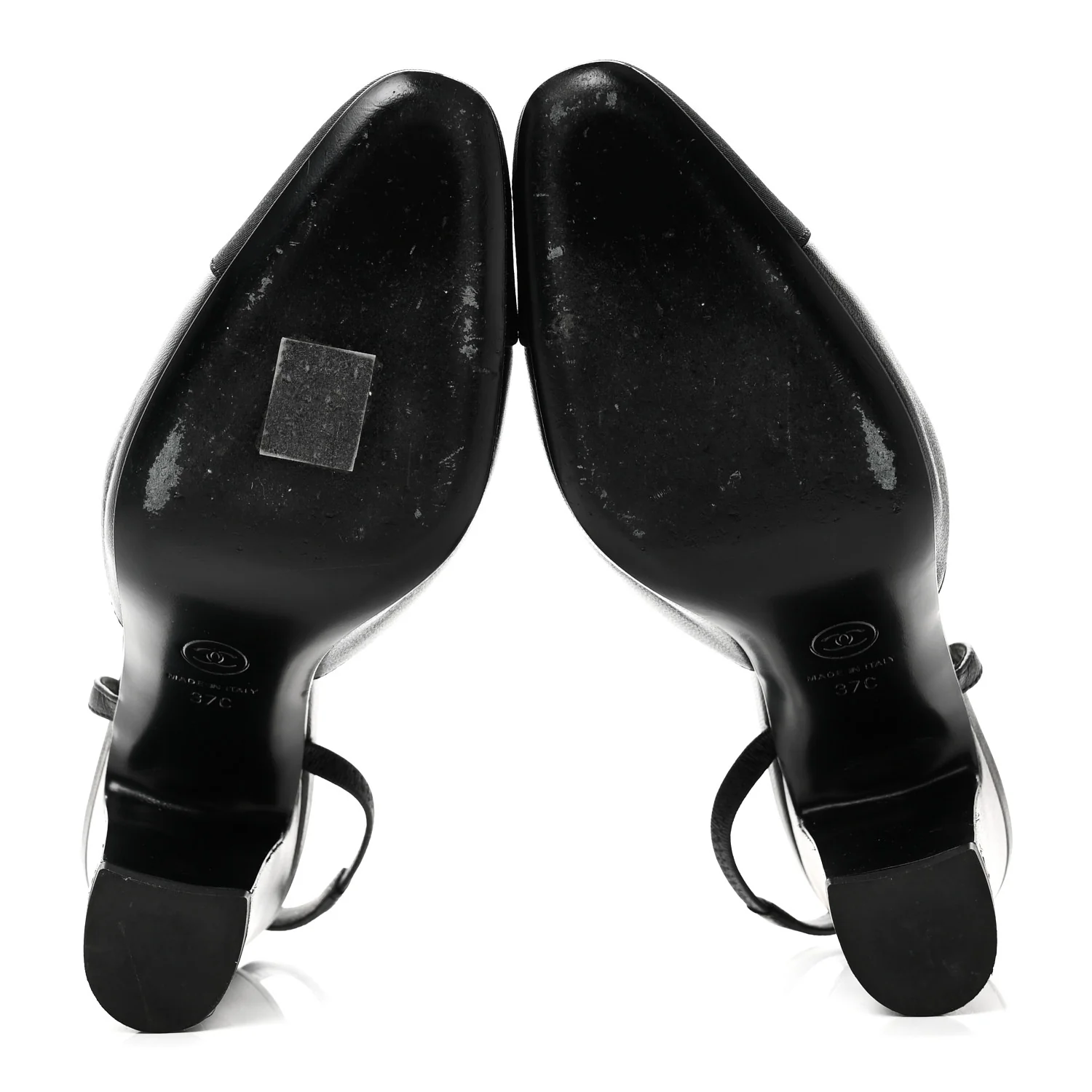 Lambskin Grosgrain Cap Toe CC Slingback Pumps 37 Black - Top Club