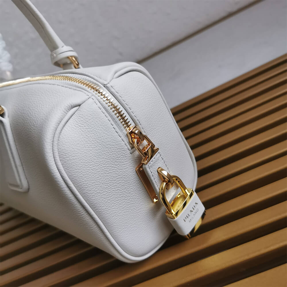 Prada Medium leather top-handle bag with padlock(high-end grade) - Top Club