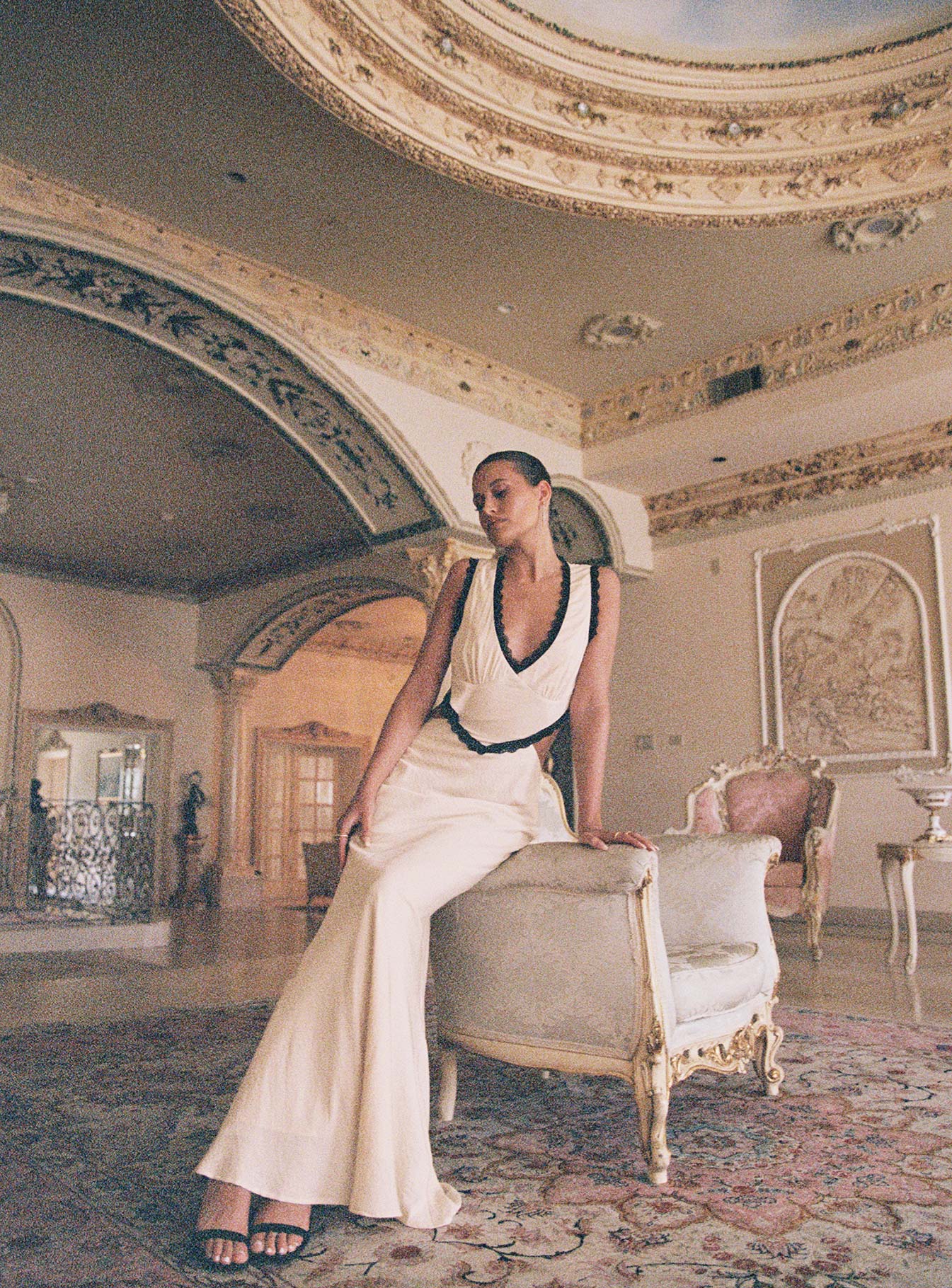 Keila Lace Trim Maxi Dress Cream / Black