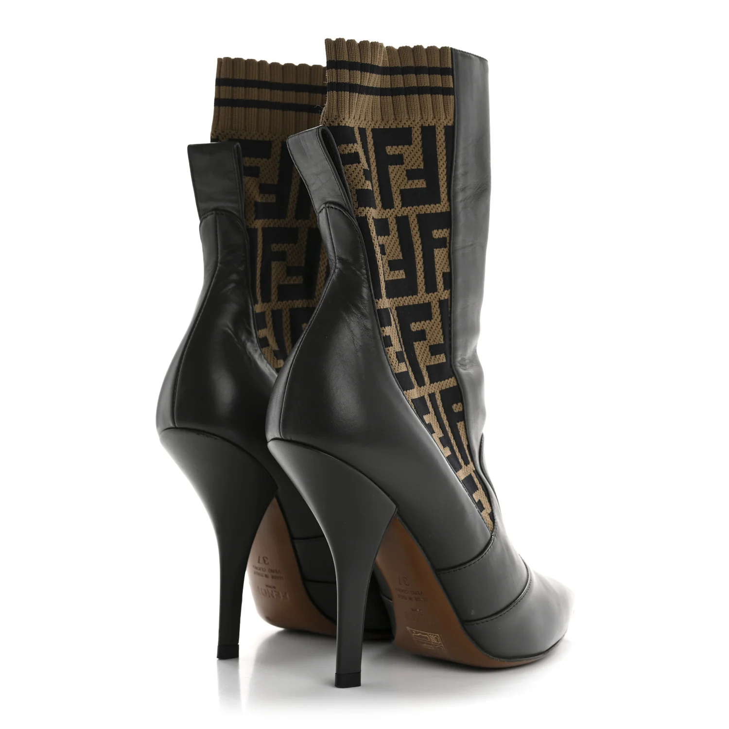 Nappa Microfiber Fabric FF Rockoko 105mm Sock Boots 37 Ebano Tobacco Black - Top Club