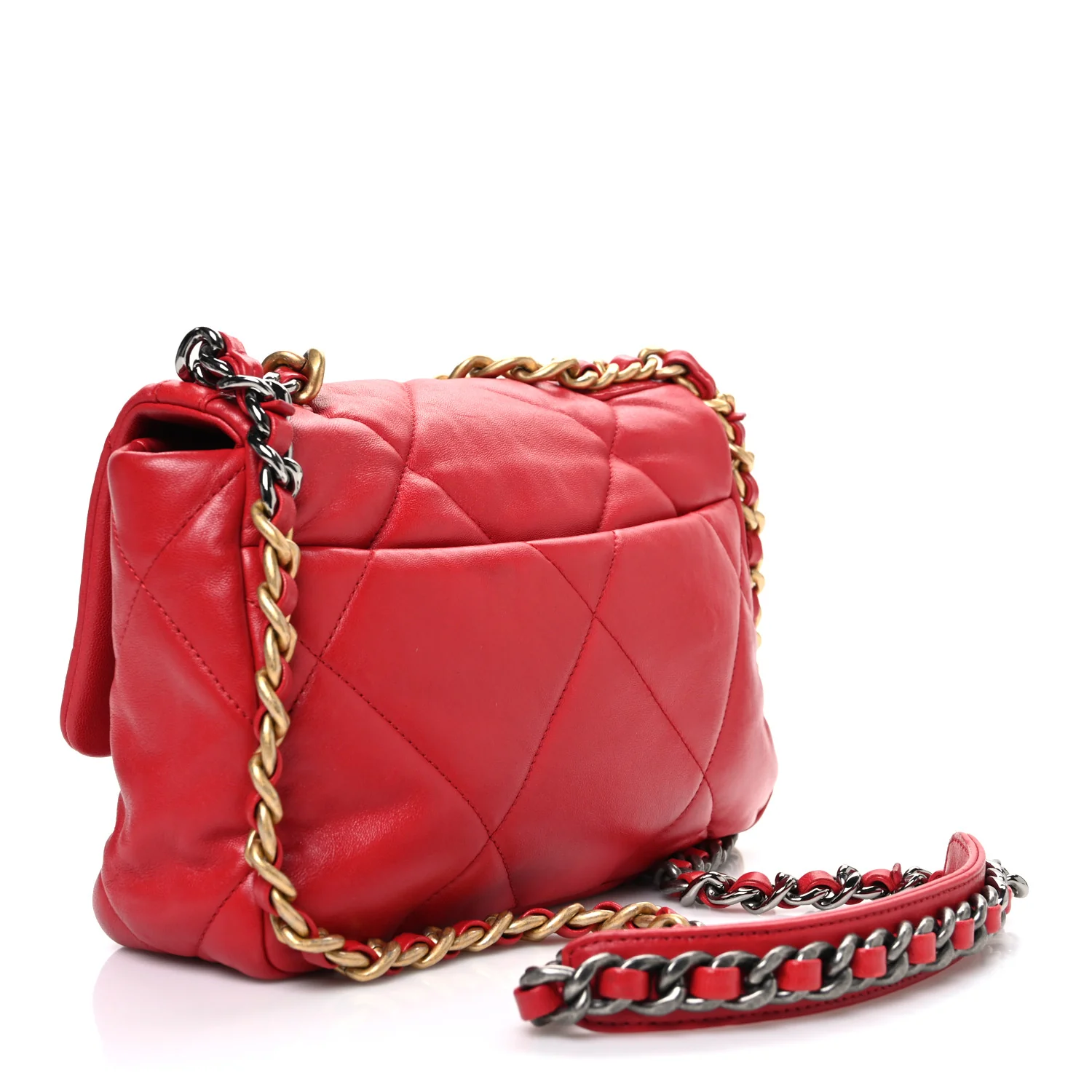Lambskin Quilted Medium Chanel 19 Flap Red - Top Club