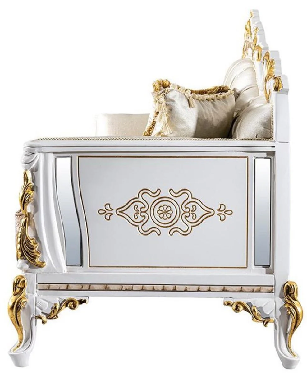 Luxury Baroque Living Room Set Gold / Silver / Brown / White / Gold - 2 Baroque Sofas & 2 Baroque Armchairs & 1 Baroque Coffee Table - Luxury Living Room Furniture in Baroque Style - Baroque Furniture