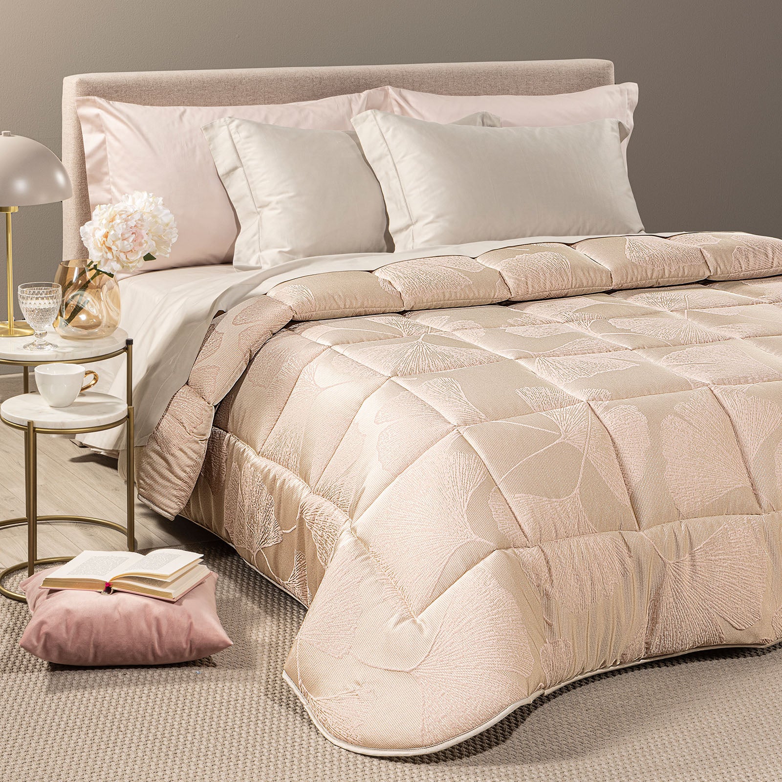 Trapunta In Raso Jacquard Agatha Matrimoniale Rosa Dreaming