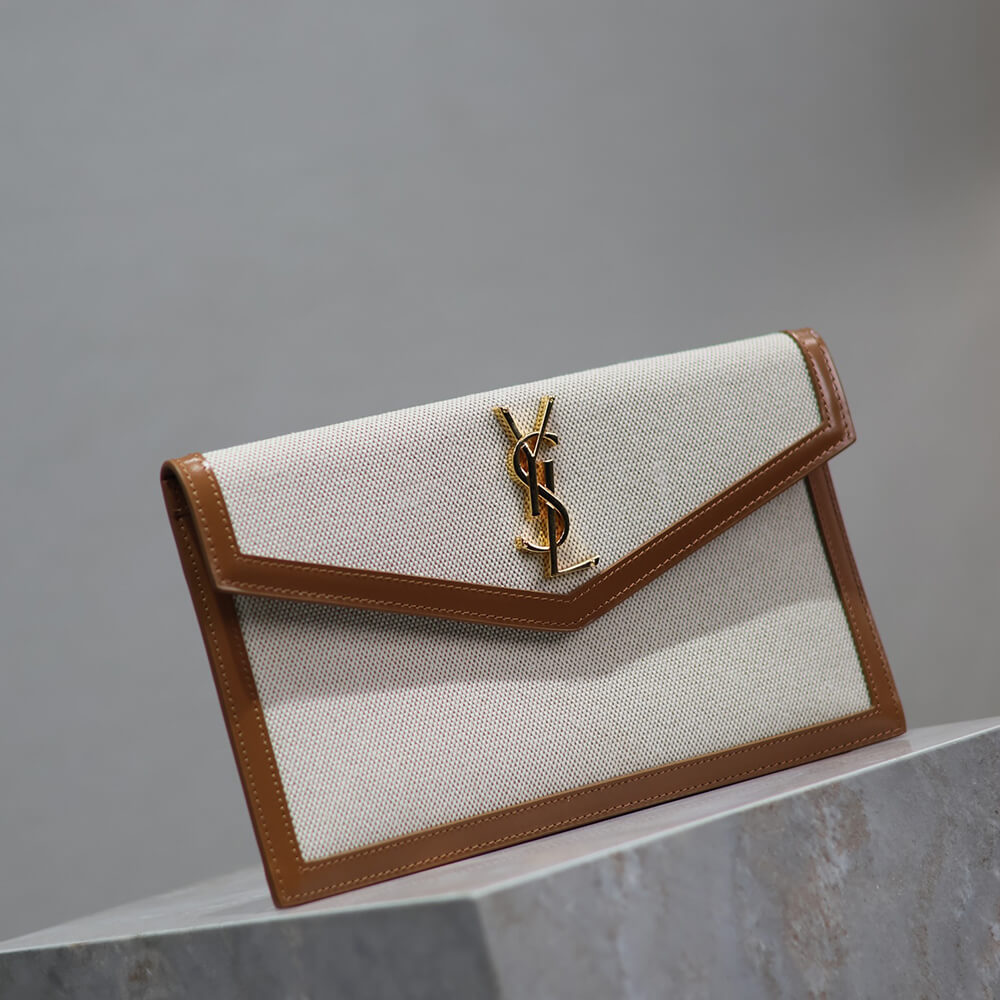 YSL uptown pouch in canvas and leather - Top Club