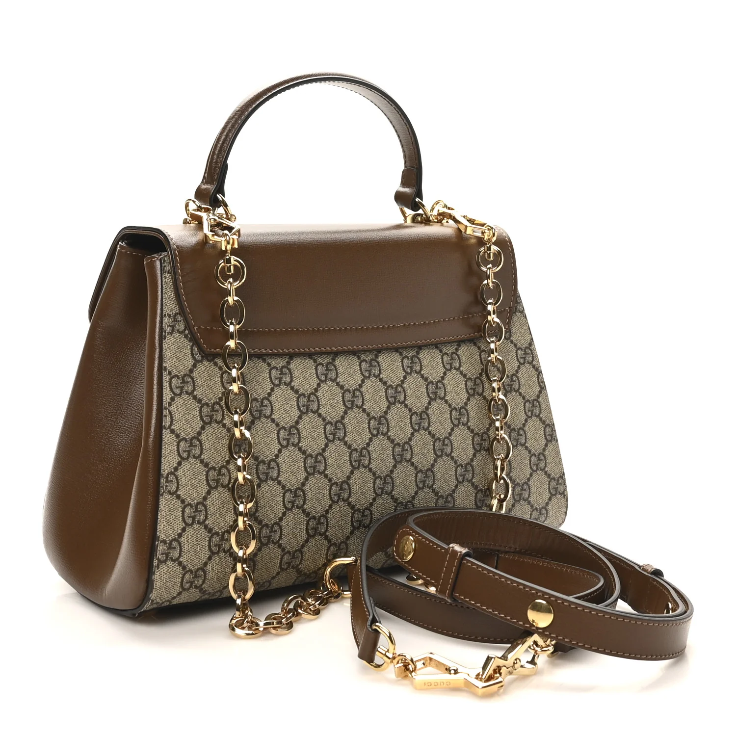 GG Supreme Monogram Calfskin Medium Horsebit 1955 Top Handle Bag Beige Ebony Brown Sugar - Top Club