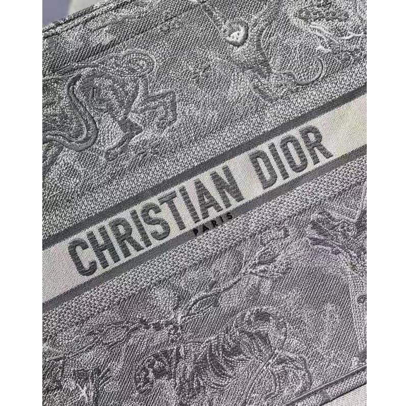 CD Unisex CD Large CD Book Tote Gray Toile De Jouy Embroidery - Top Club