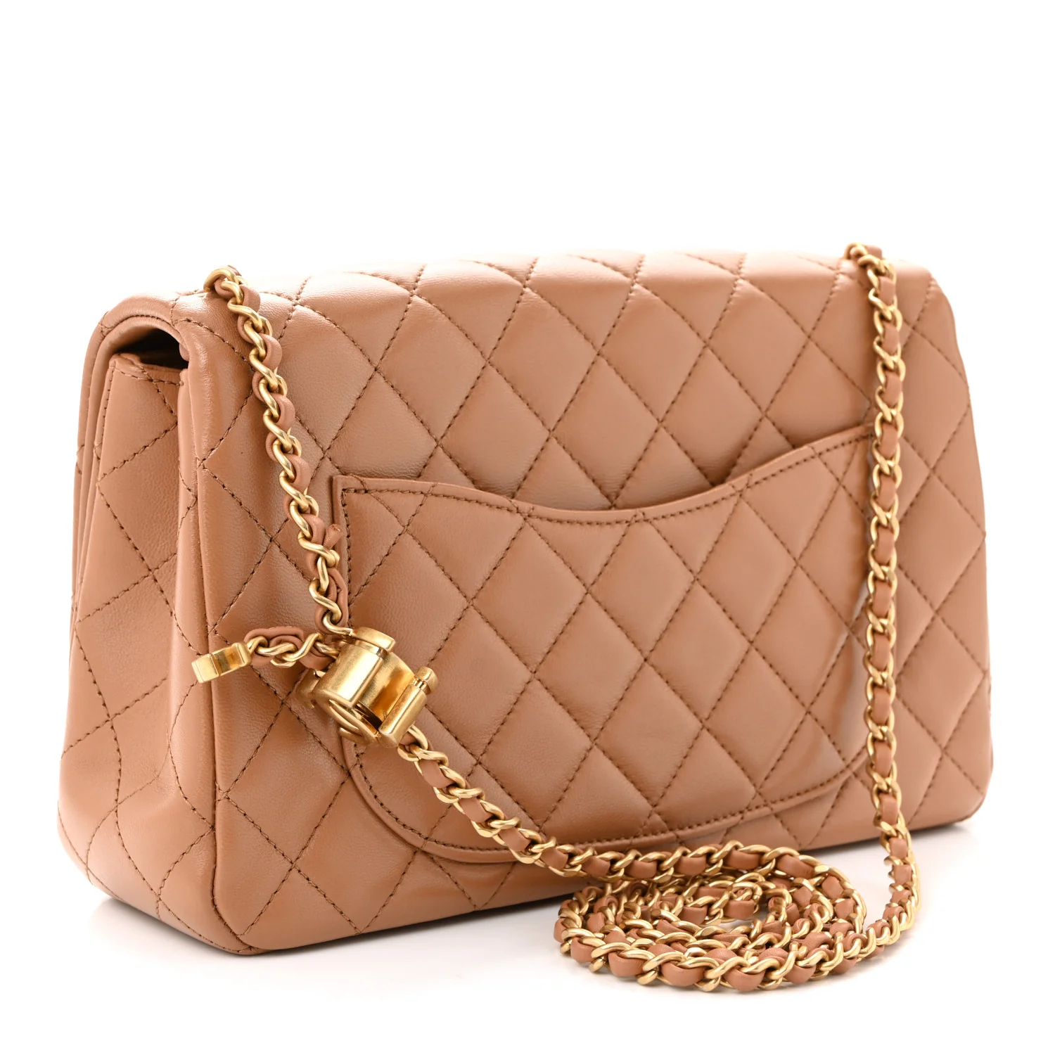 Lambskin Quilted Small CC Crush Flap Brown - Top Club