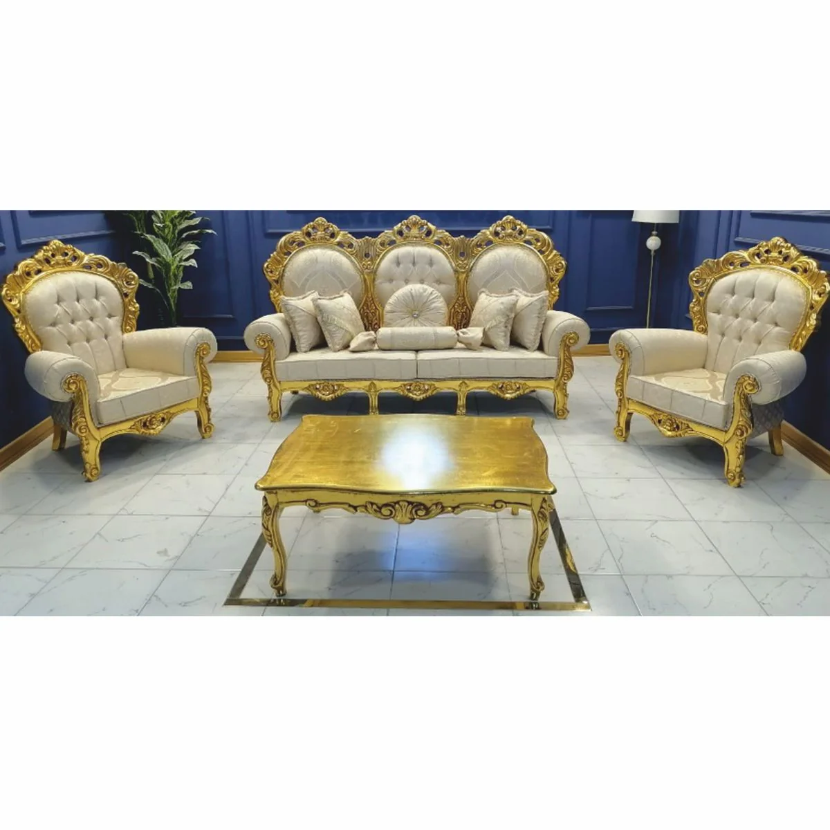 Baroque living room set cream / gold - Baroque furniture