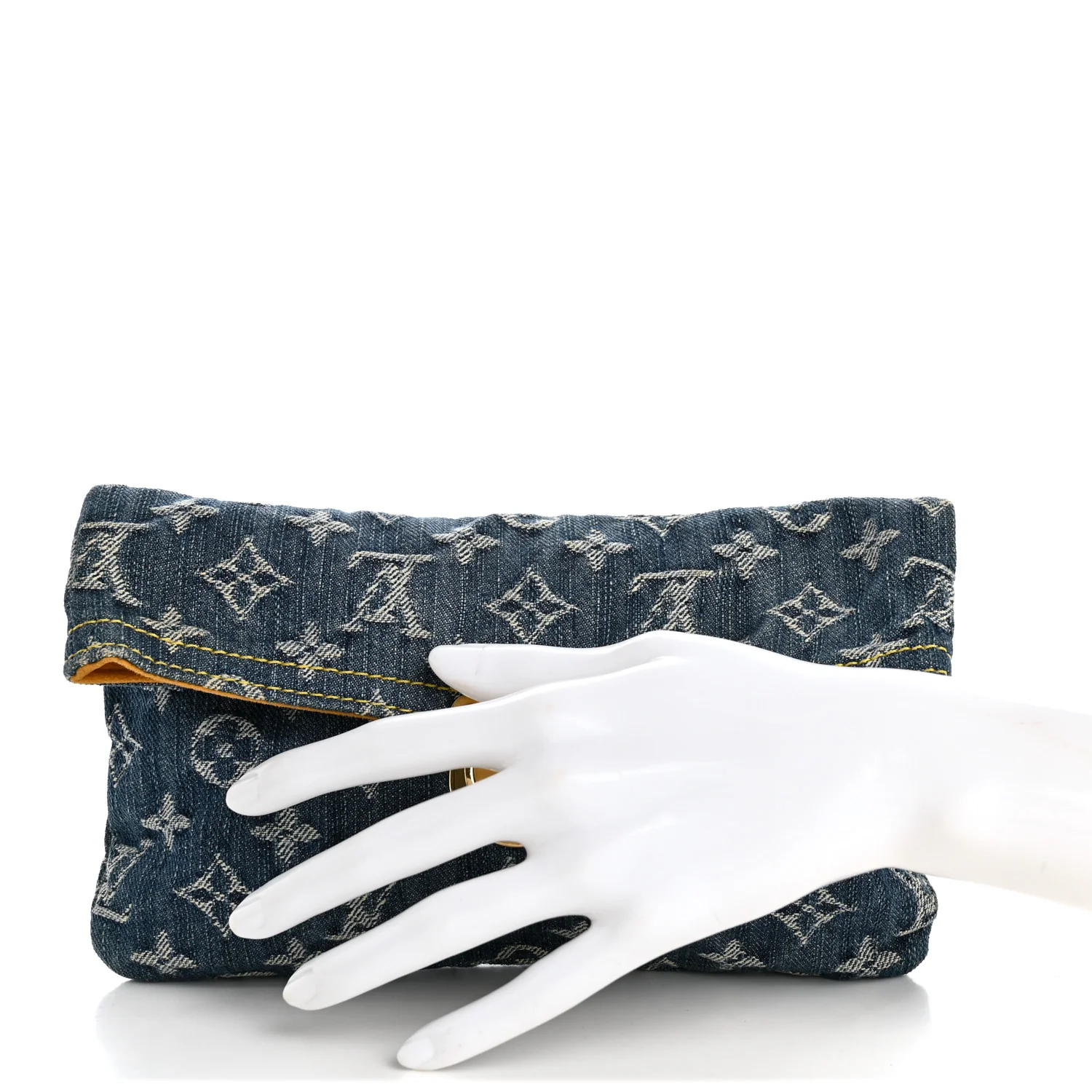 Monogram Denim Pochette Plat Clutch Blue