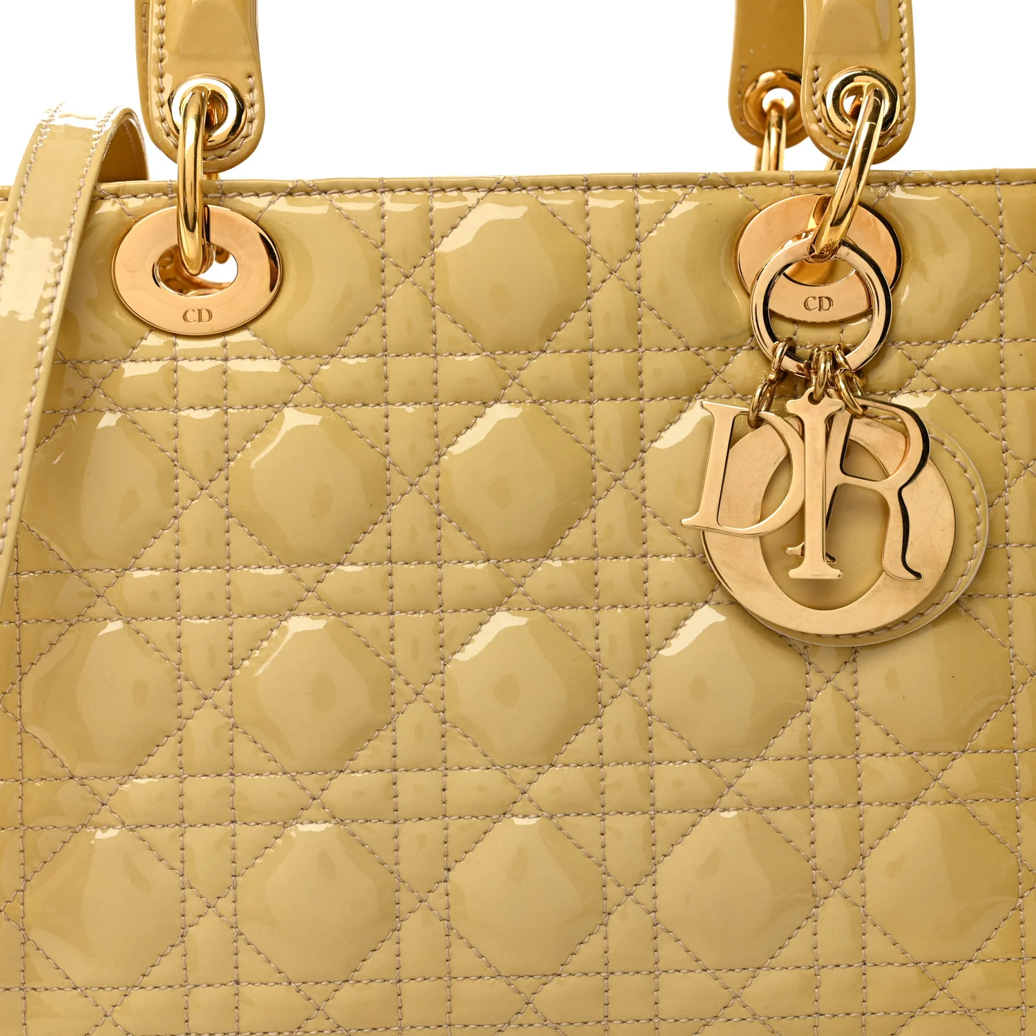 Patent Cannage Medium Lady Dior Beige - Top Club