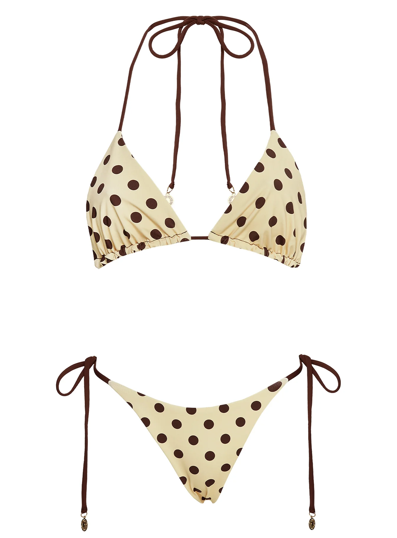 Nevaeh Reversible Triangle Bikini Top Yellow Polka Dot