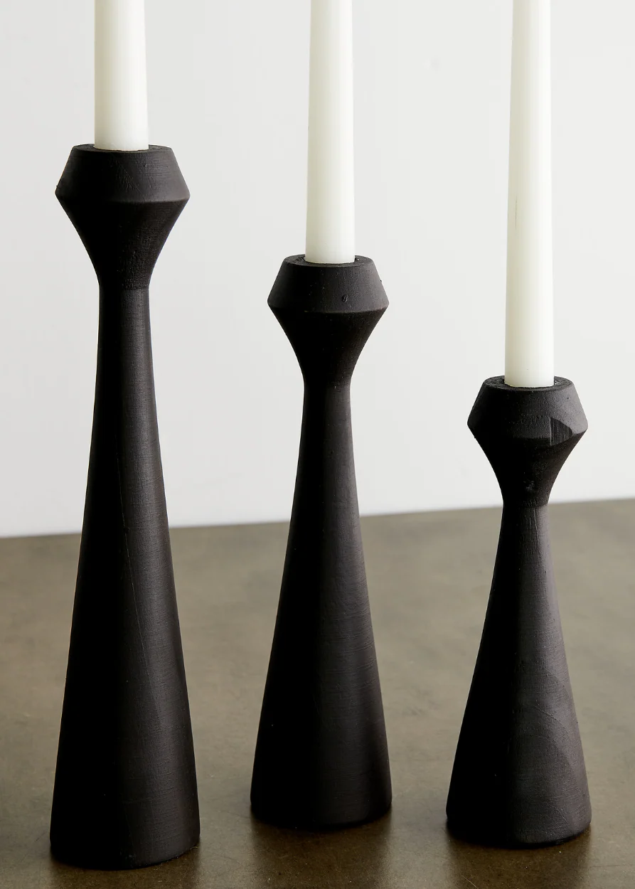 Tapered Diamond Wood Candle Holder