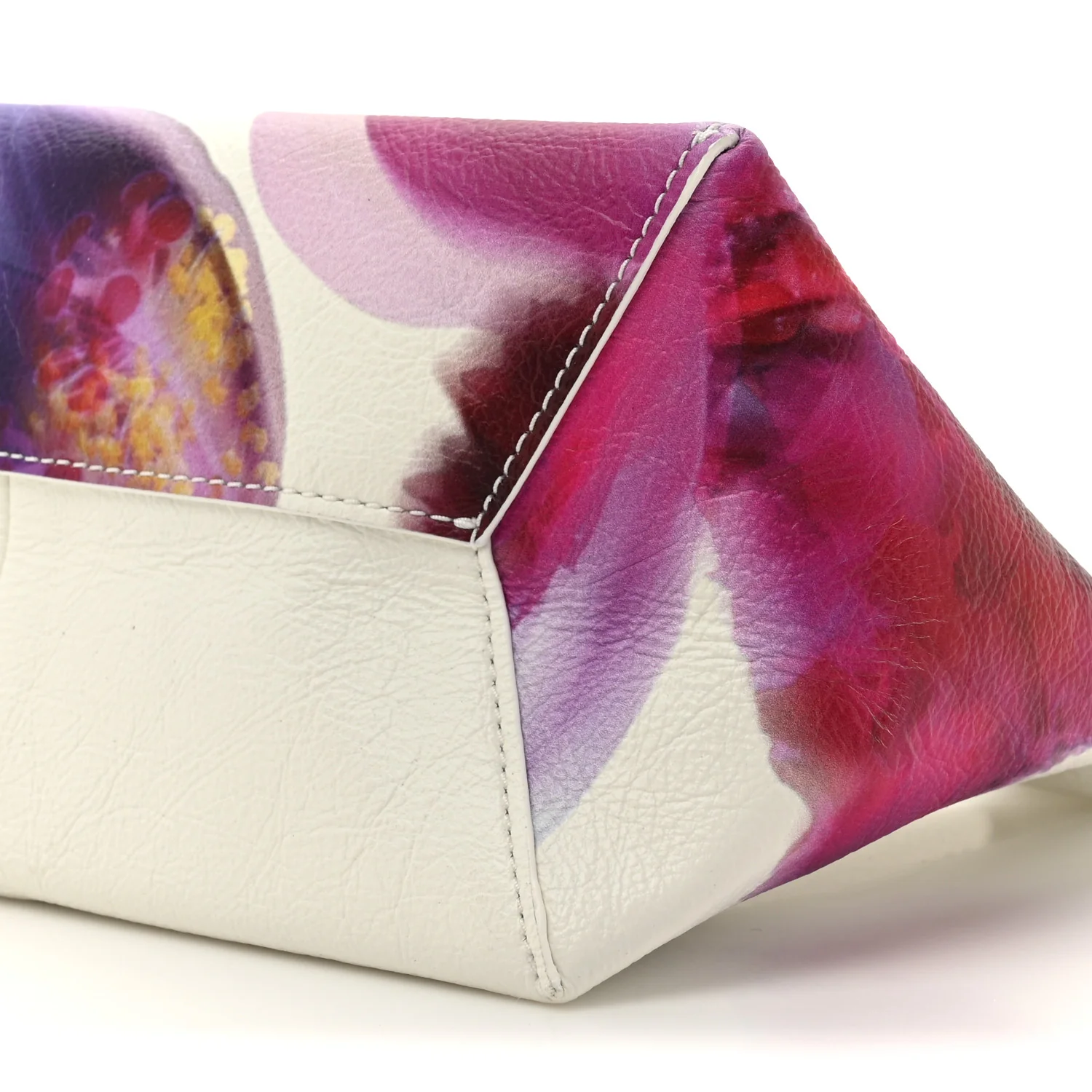 Crinkled Calfskin Future Floral Mini The Sack Bag White Multicolor - Top Club