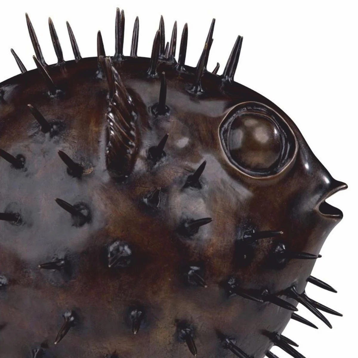 Luxury bronze figure puffer fish 36 cm - decorative sculpture with marble base