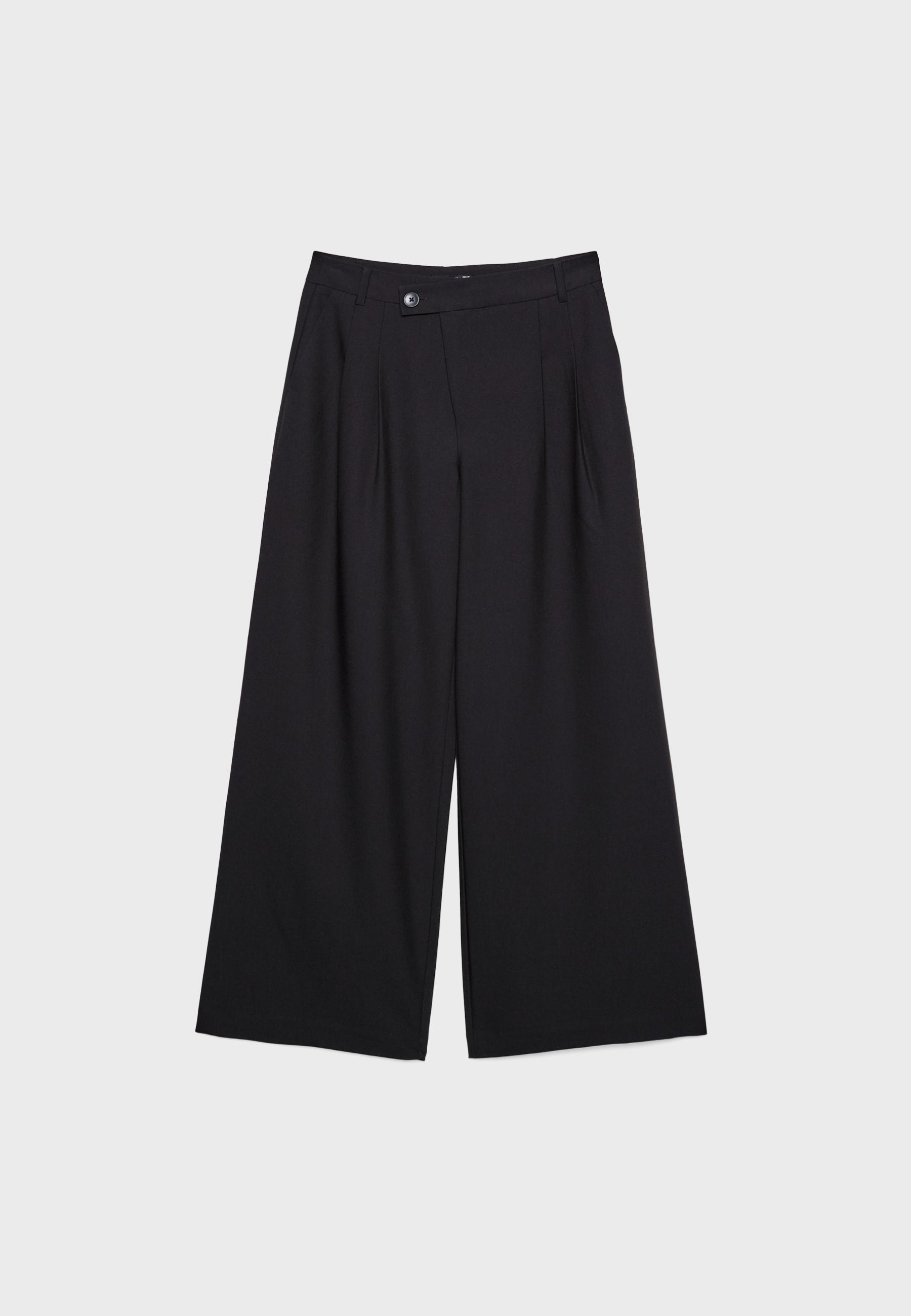 CASUAL STRIPED SMART TROUSERS WITH CROSSOVER WAIST