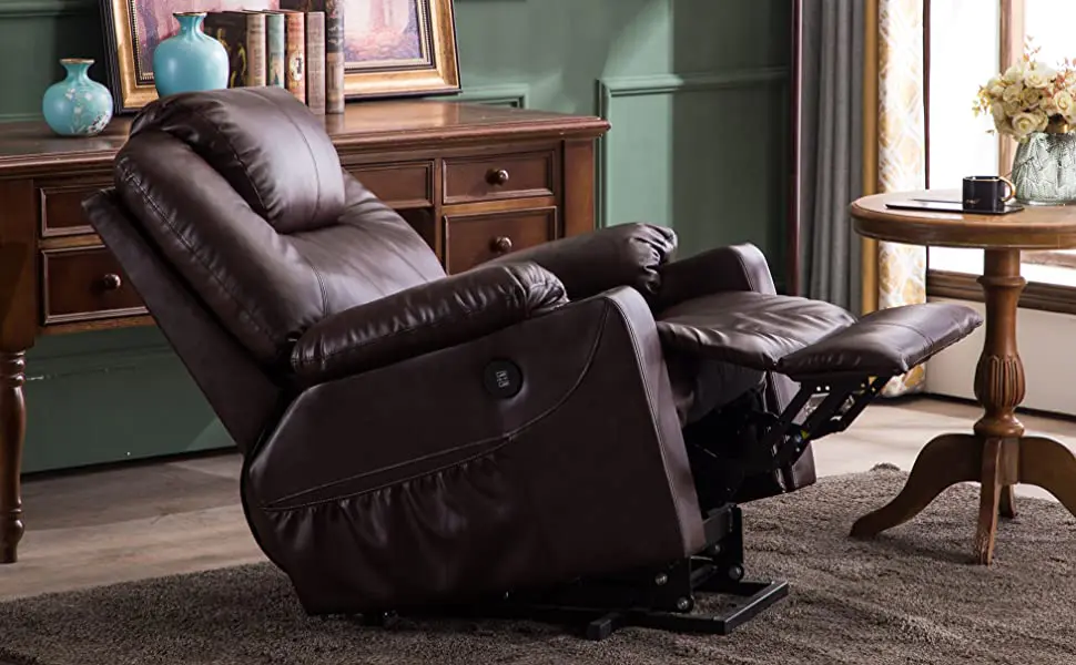 MCombo Large Lay Flat Dual Motor Power Lift Recliner Chair Sofa with Massage and Heat, USB Ports, Cup Holders, Extended Footrest！